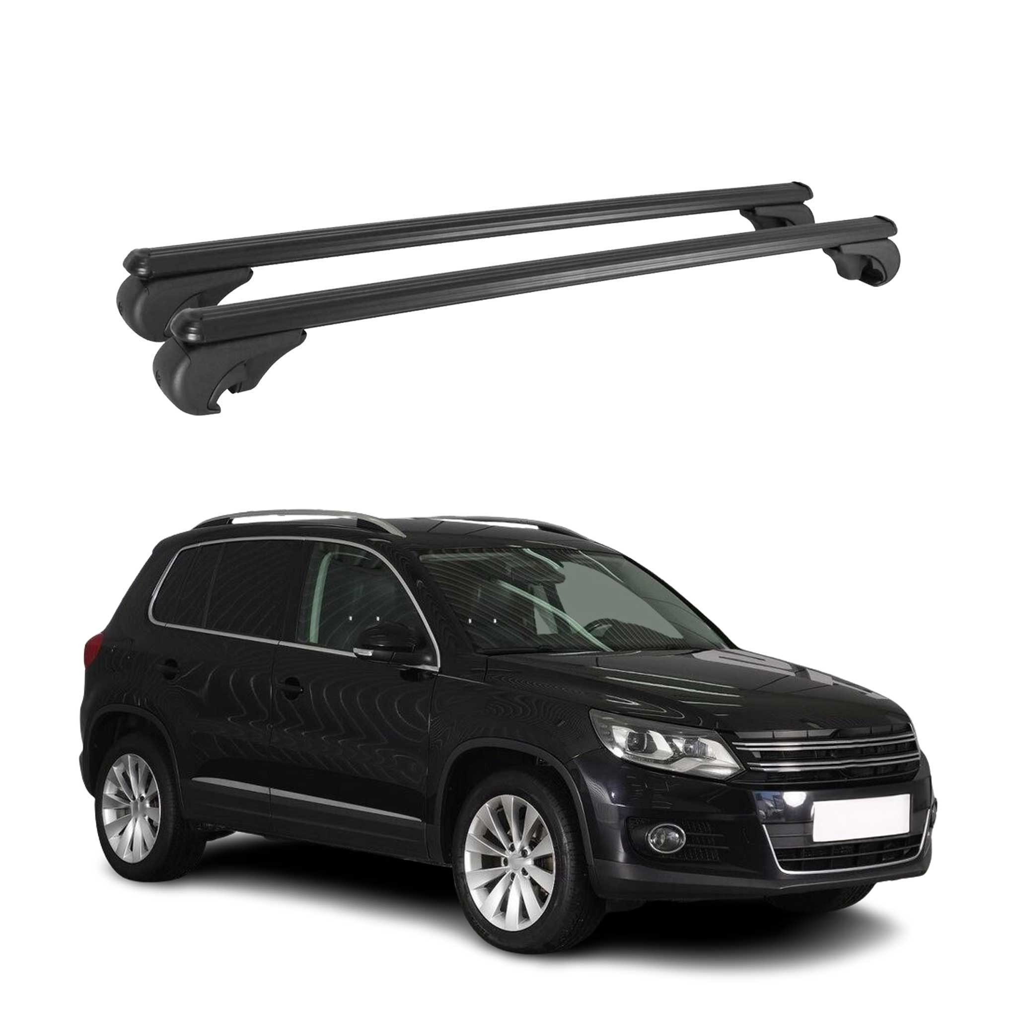 OMAC Dachträger für VW Tiguan 2007-2018 Gepäckträger Grundträger Aluminium Schwarz 2x (2-St), Wasserbeständig,Abnehmbar,Multifunktional,Leichtgewichtig