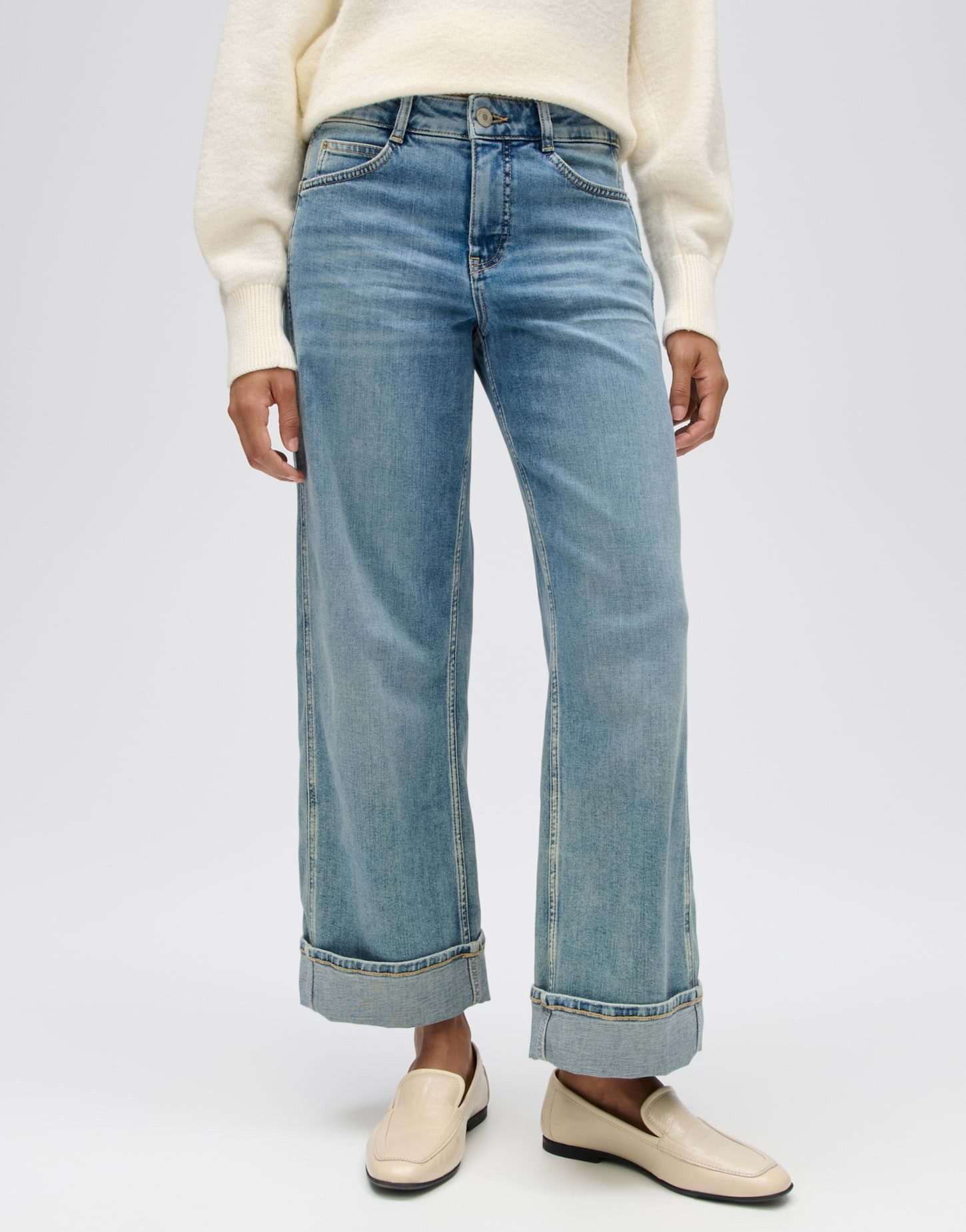 OPUS 7/8-Jeans Miva tradition aus robustem Denim Gerader Beinverlauf mit elastischem Griff und Saumaufschlag