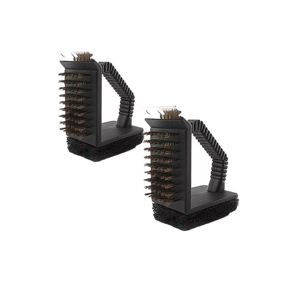 Fiducia Drahtbürste [2ERPACK] BBQ 3in1 Grillbürste Reinigungsbürste Stahl, Reinigung, (sparsames Paket, 2-tlg), Drahtbürste Grill Zubehör Reinigung