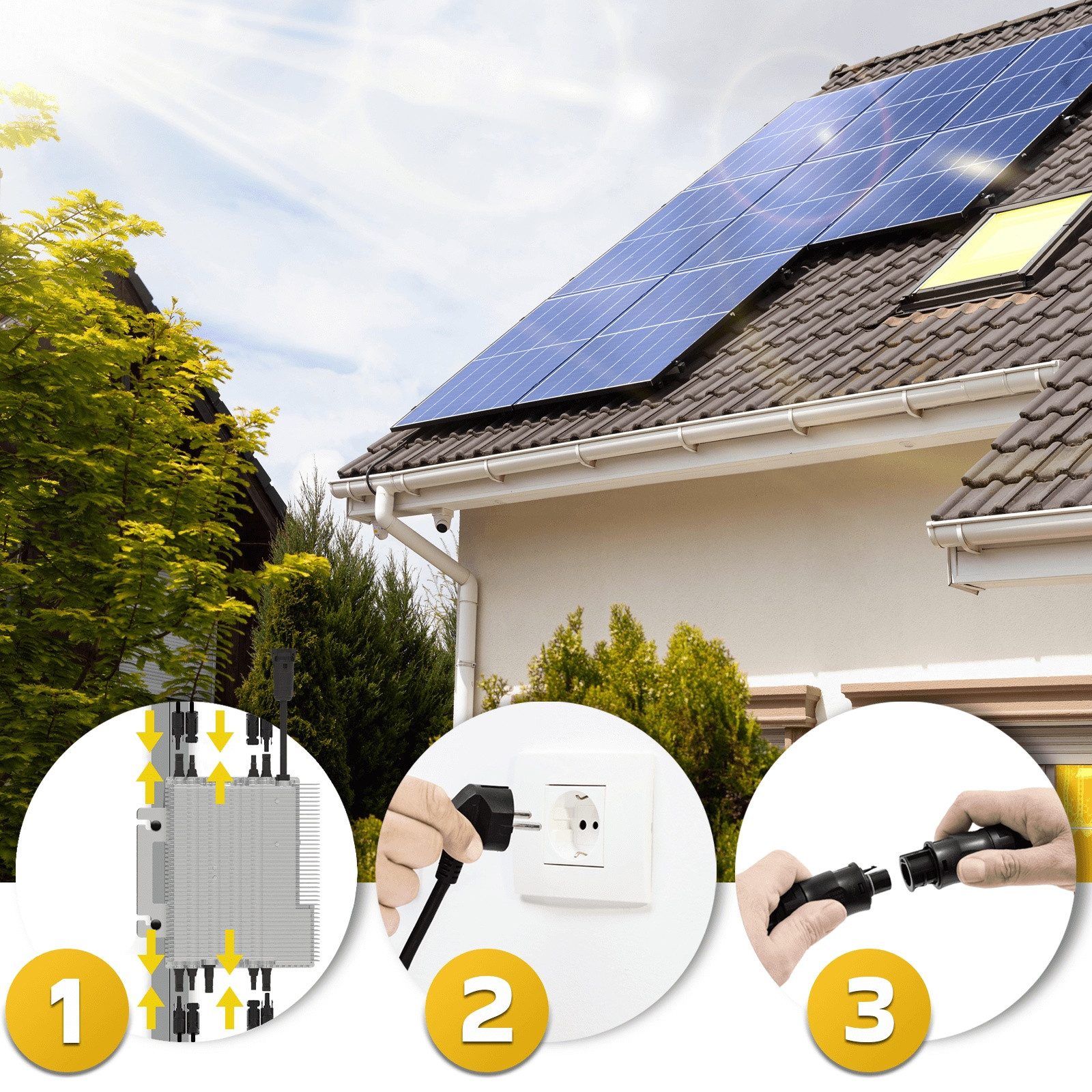 SUNNIVA Wechselrichter DEYE Mikro-Wechselrichter 1600 W SUN-M160G4-EU-Q0, (inkl. 5m Anschlusskabel für Mini-PV Solaranlage Balkonkraftwerk, IP67 wetterfest, 4 M – Bild 5 von 5