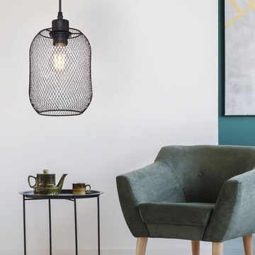 etc-shop LED Pendelleuchte, Leuchtmittel inklusive, Warmweiß, Vintage Decken Pendel Lampe Filament schwarz Wohn Ess Zimmer Gitter