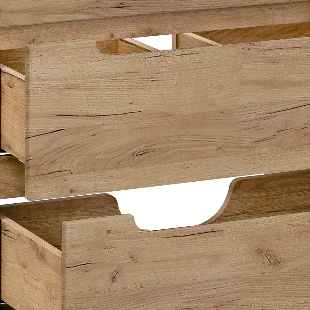 Lomadox LUTON-56-CRAFT washbasin, Wotan Oak finish with 2 ceramic basins 141/76.5/46 cm