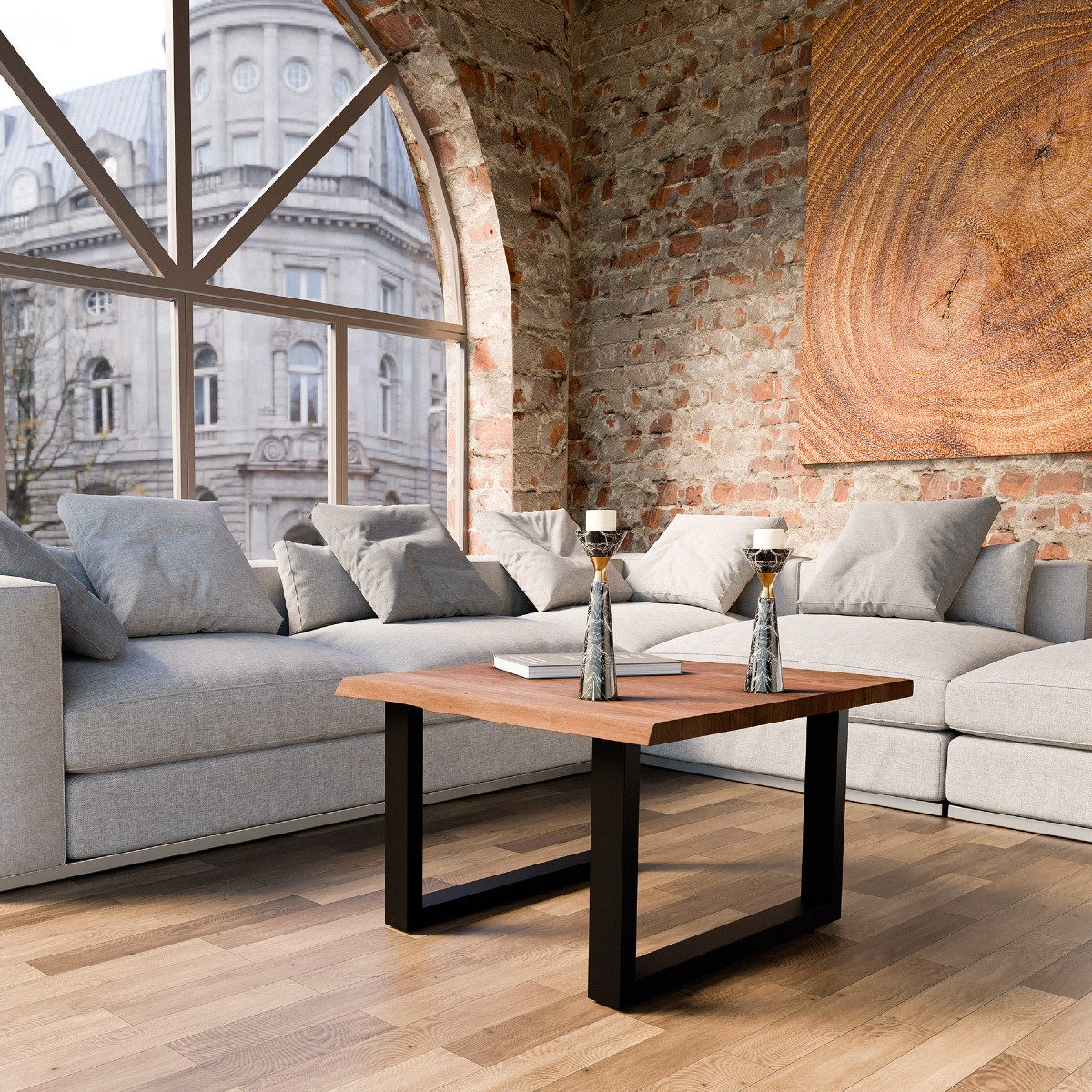 Liadomo Couchtisch Boston, Akazie Massivholz, Platte mit natürlicher Baumka günstig online kaufen