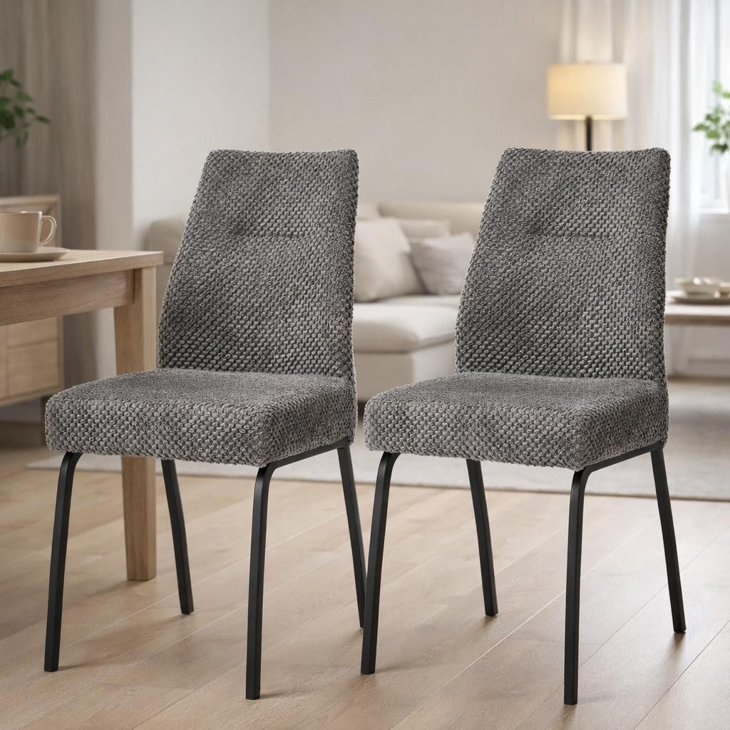 möbelando 4-Fußstuhl Jane (2er Set), (2er Set) Federkern, grau, schwarz - 43x88x45 (BxHxT)