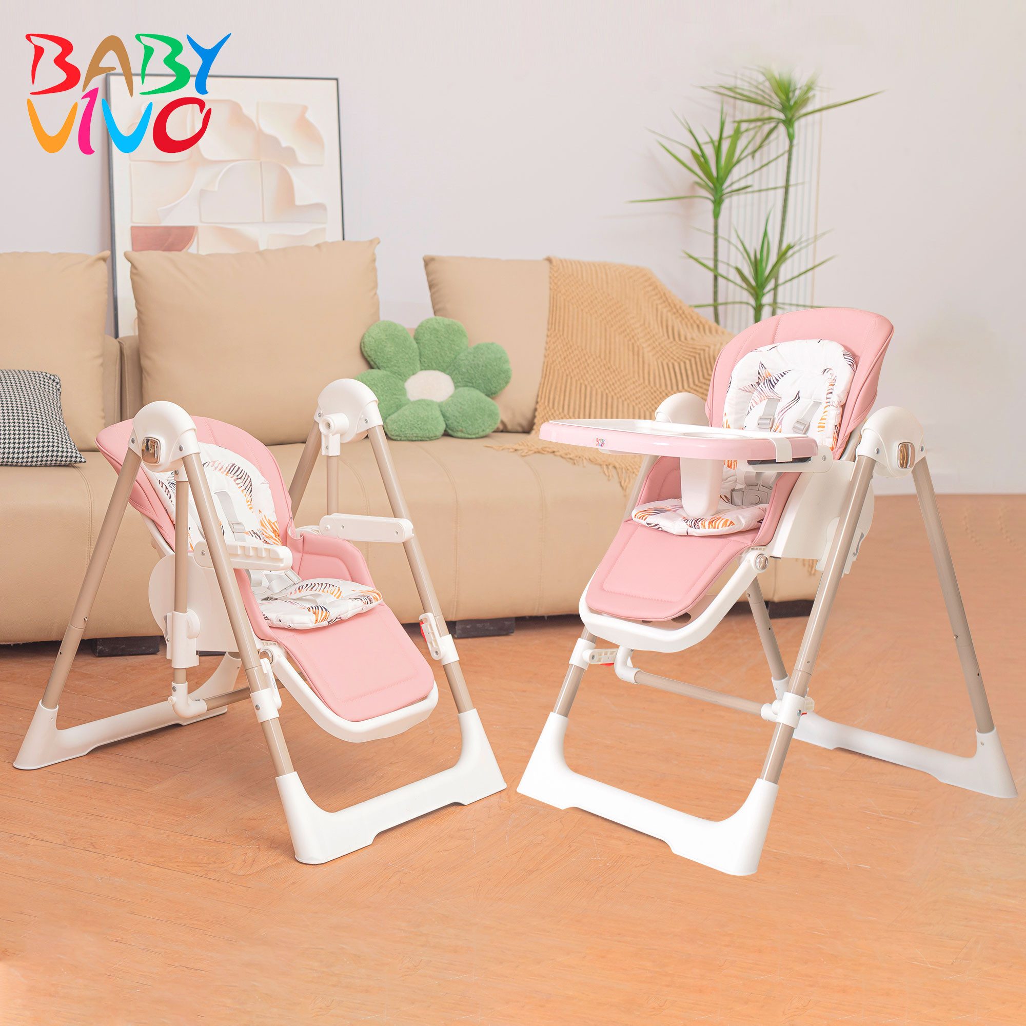 Baby Vivo Hochstuhl Kinderhochstuhl 3in1 / Babywippe für Kinder - Lulu in R günstig online kaufen