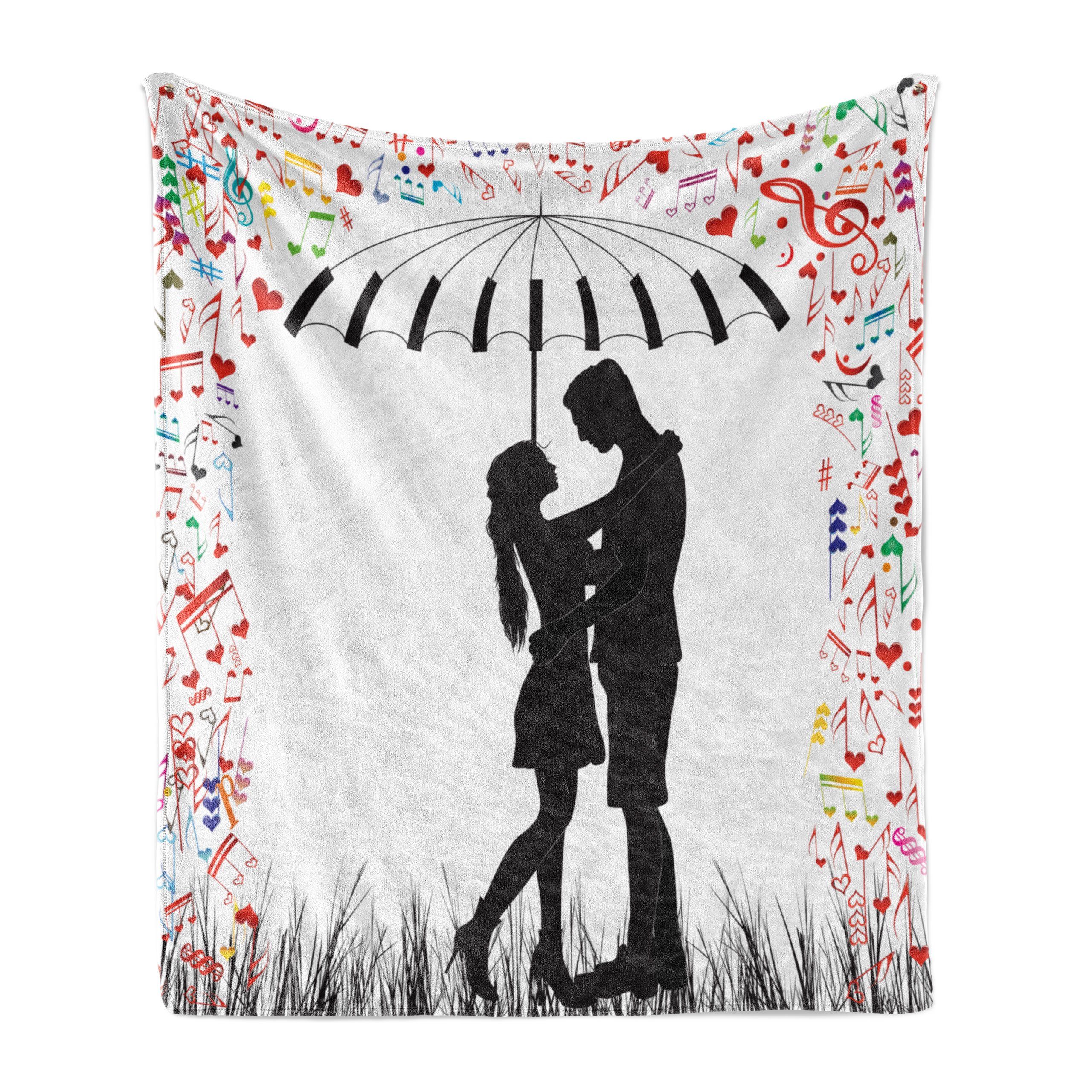 Wohndecke Gemütlicher Plüsch für den Innen- und Außenbereich, Abakuhaus, Regenschirm-Mädchen Junge romantische Paare
