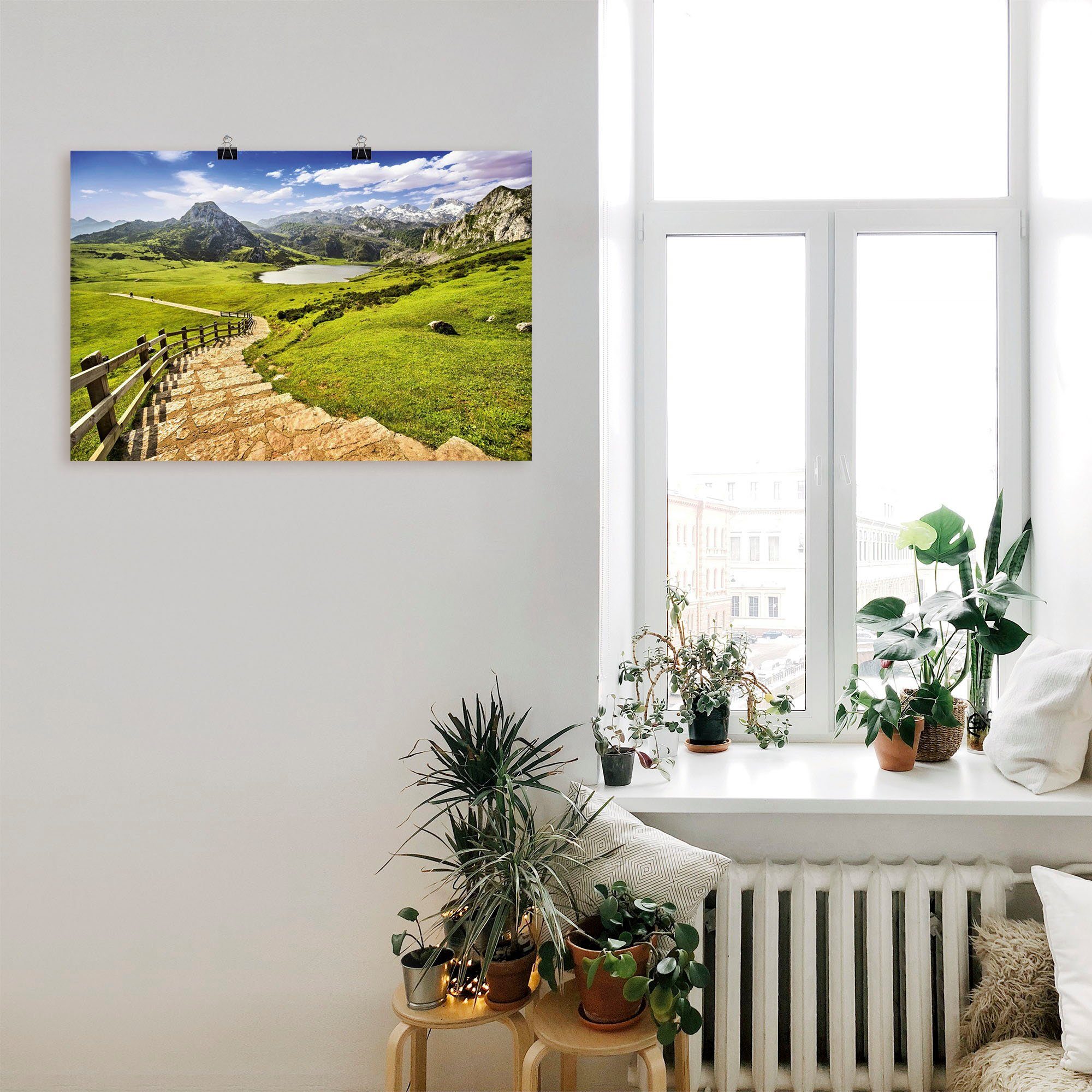 Größen in als oder Asturien, Alpenbilder & Berglandschaft (1 Poster Artland Alubild, Wandbild in Berge St), versch. Leinwandbild, Wandaufkleber