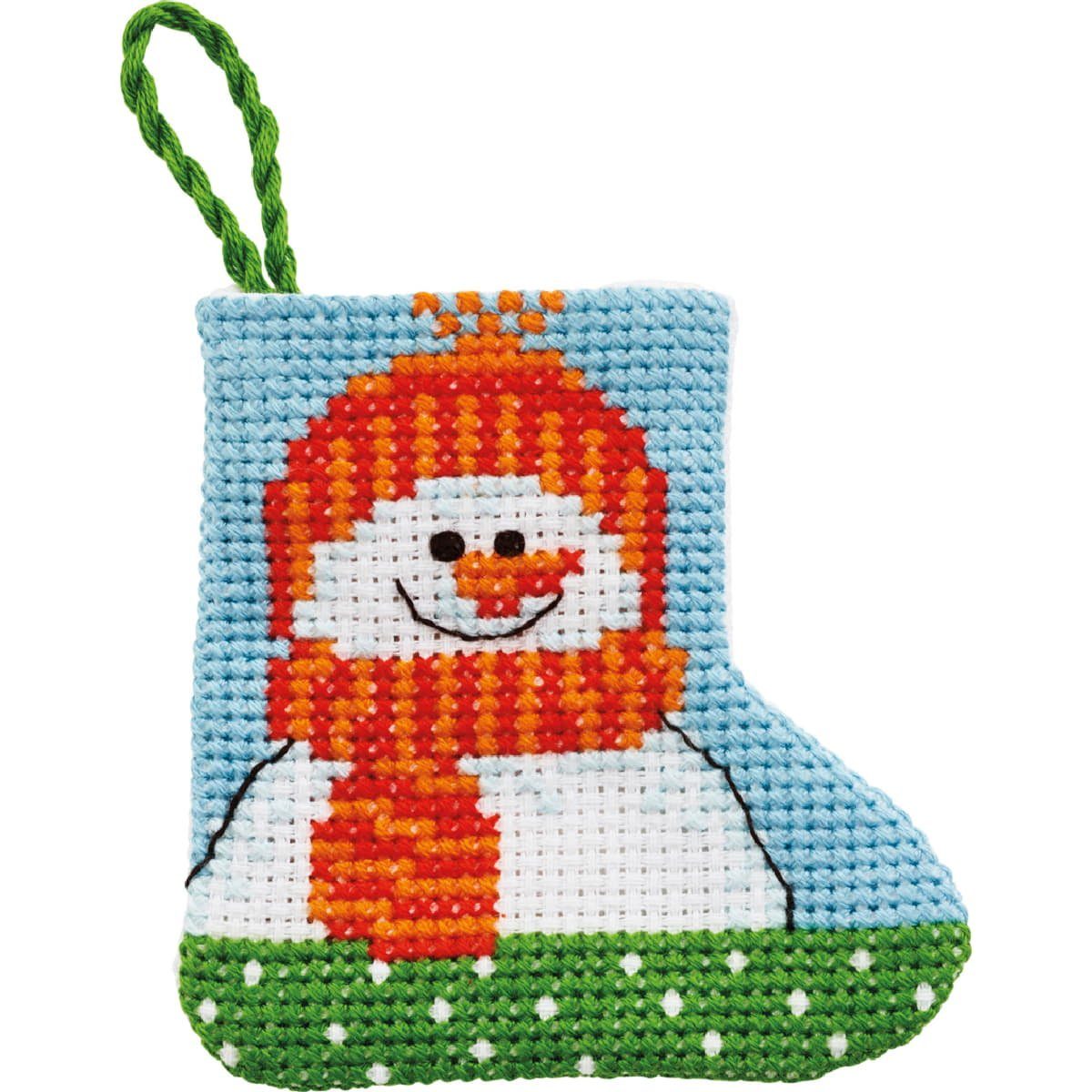 Permin Kreativset Permin Kreuzstich Stickpackung Weihnachtsstrumpf mini "Schneemann", Z, (embroidery kit by Marussia)
