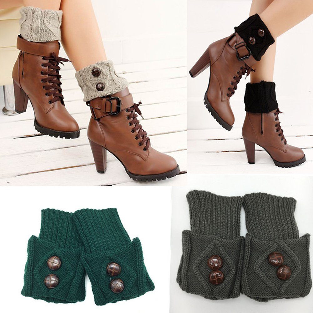 Gestrickte Blusmart Abdeckung Socken Wolle Kurze Boot Winter hellgrau Komfortsocken Frauen Herbst