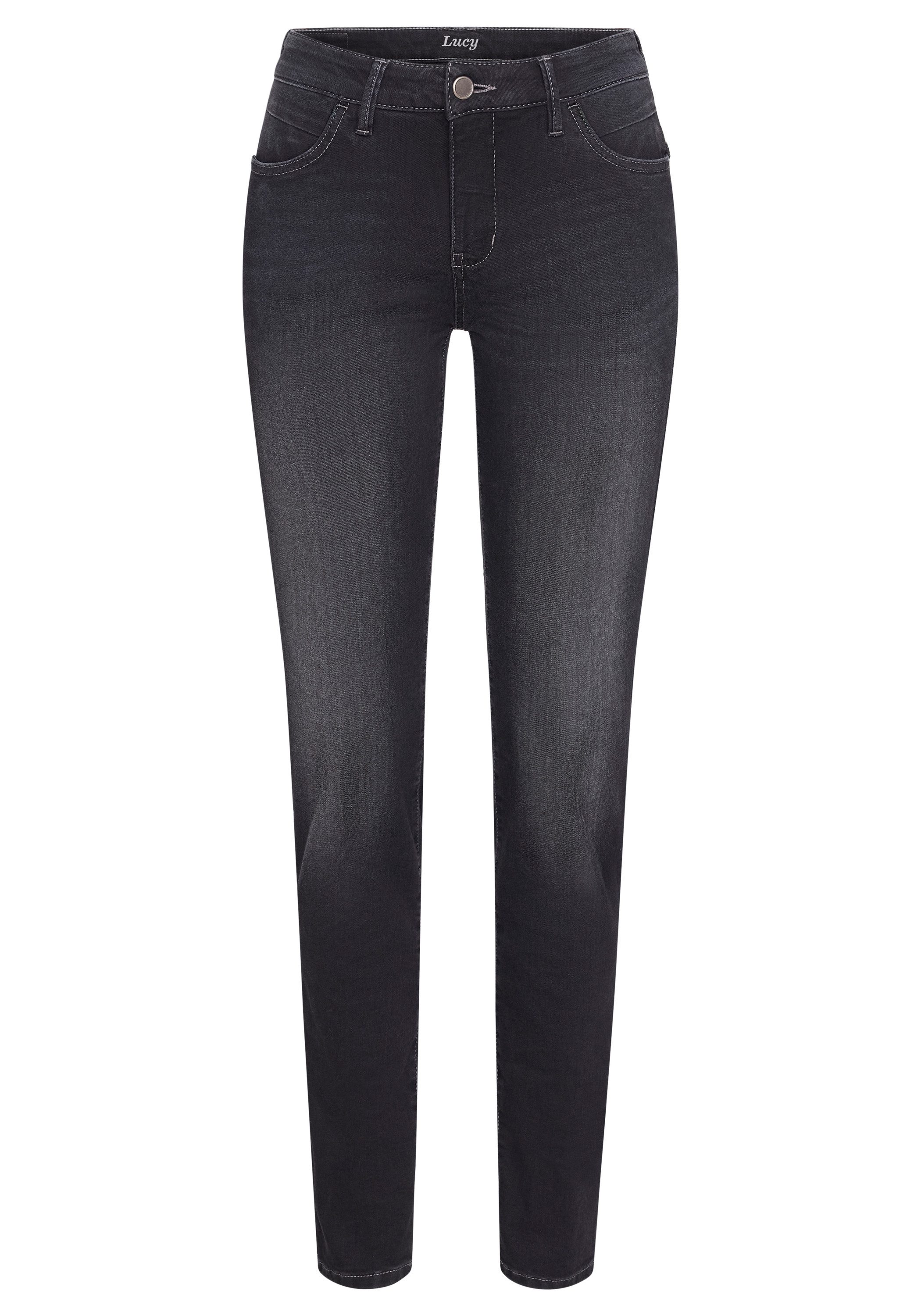 Paddock's Skinny-fit-Jeans LUCY Schwarze Röhrenjeans mit Stretch günstig online kaufen