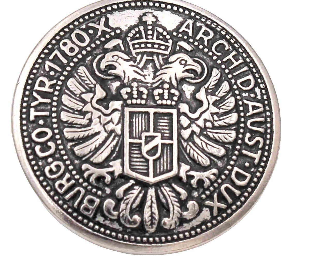 Hartmann-Knöpfe Knopf 10 Stk. Silber glänzend geschwärzt Metallknöpfe Adler Motiv Münzknöpfe