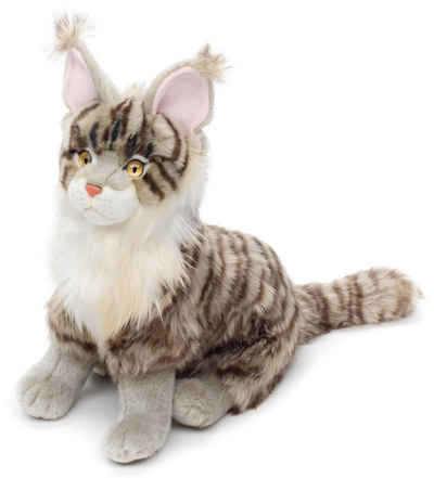 Uni-Toys Kuscheltier Maine-Coon-Katze (grau oder braun) - 30 cm (Höhe) - Plüsch, Plüschtier, zu 100 % recyceltes Füllmaterial