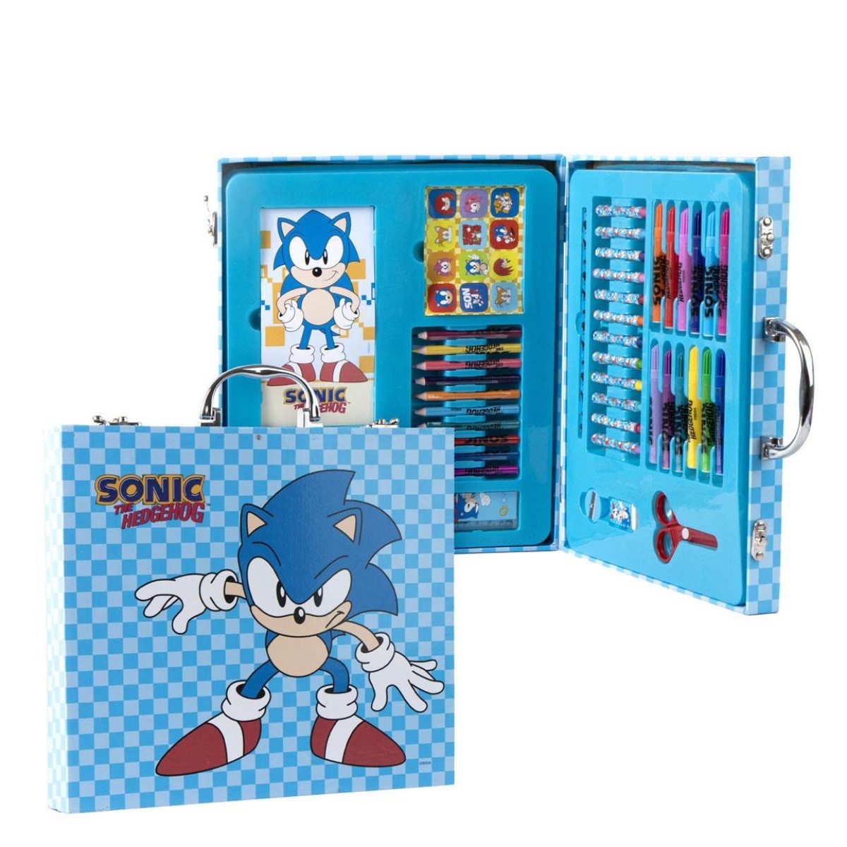 Sonic The Hedgehog Farbkasten Malkoffer für Kinder zum Ausmalen Gestalten und Mitnehmen