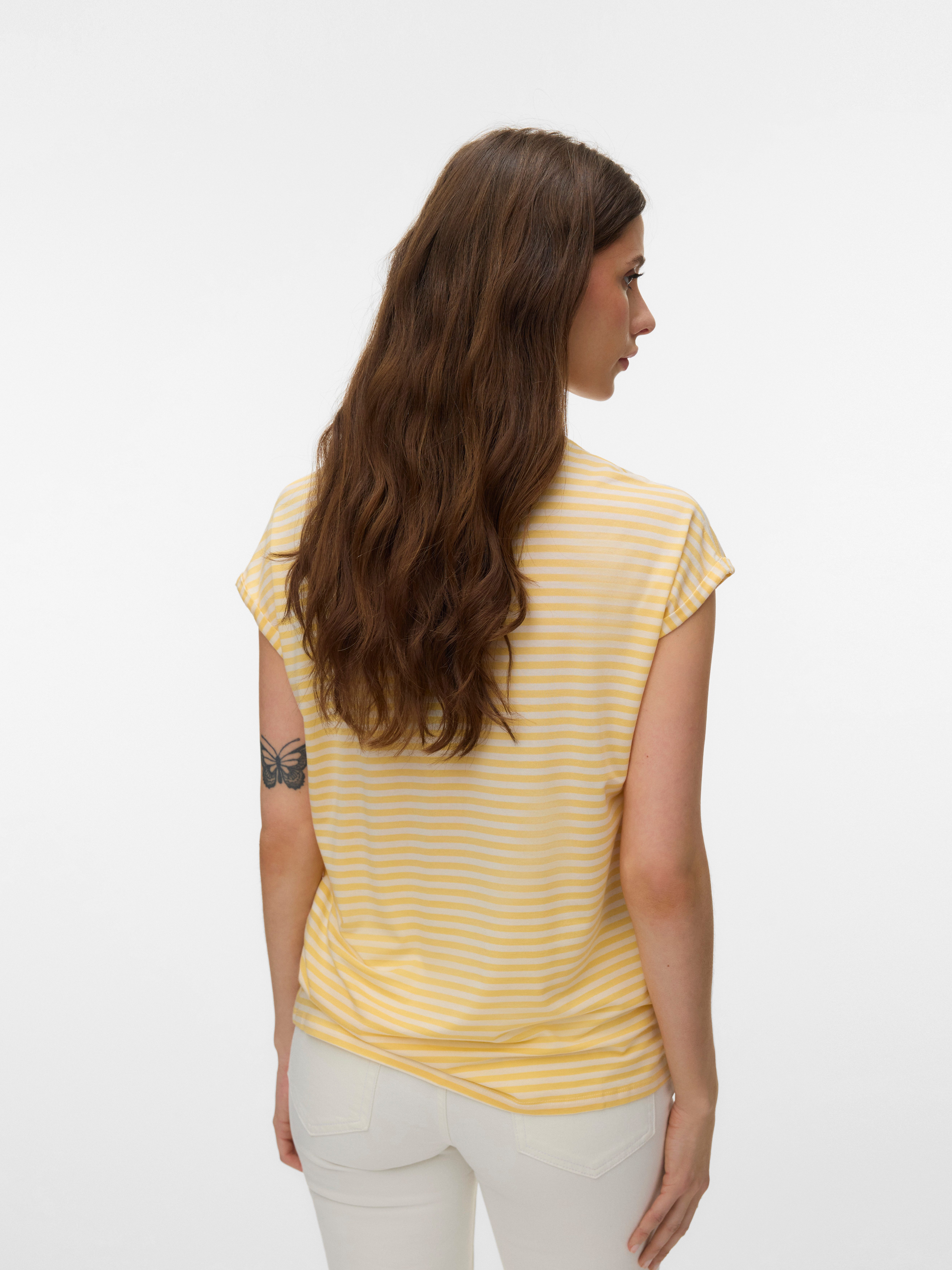 Vero Moda Rundhalsshirt VMAVA PLAIN SS TOP STRIPE GA JRS NOOS Materialmix, günstig online kaufen