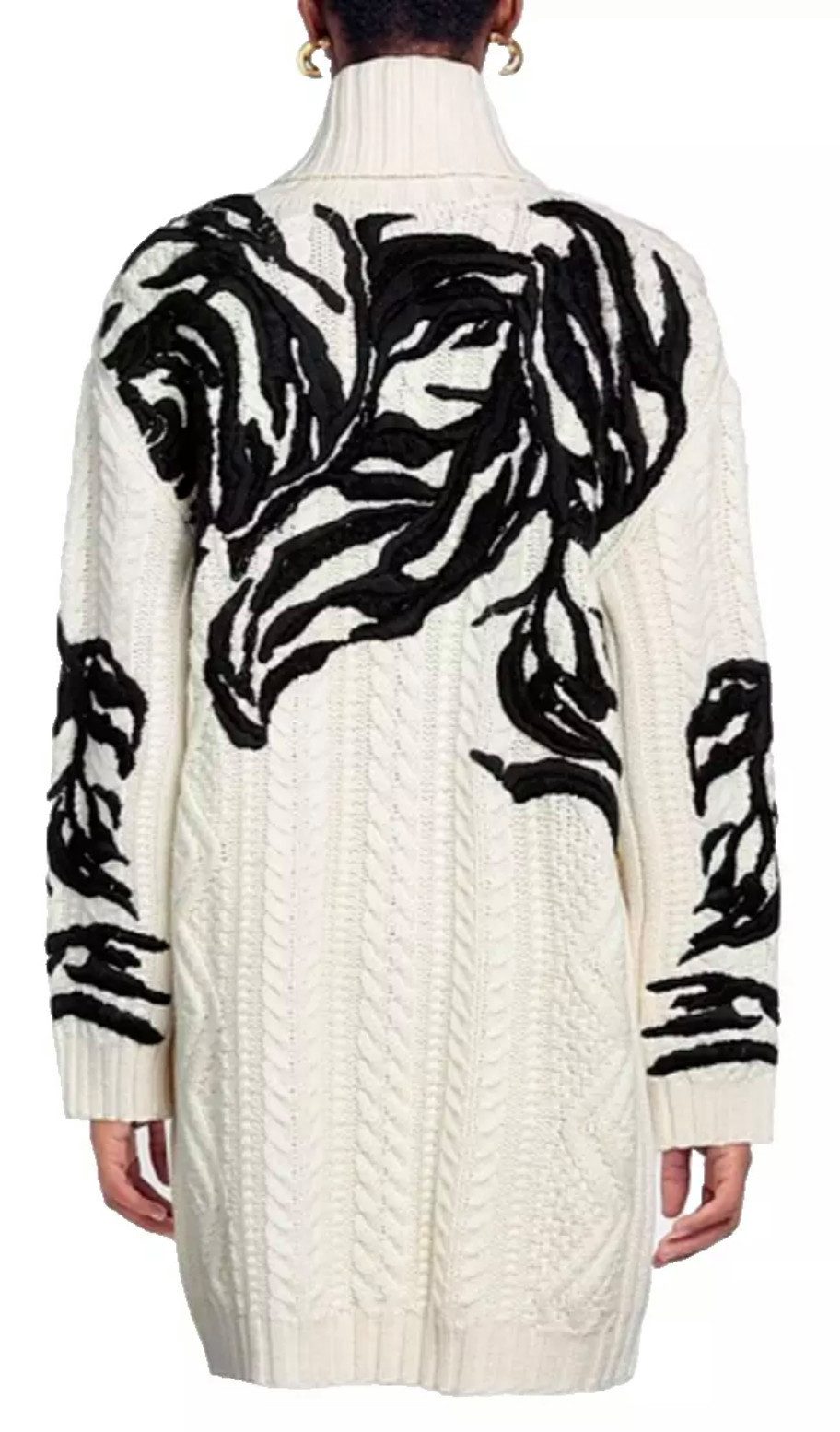 VALENTINO GARAVANI Longstrickjacke Schwerer Strickmantel Cable-Knit Cardigan Strickjacke Parka Schwere Strickqualität, Gerippt, Oversized Zopfmuster, Hornknöpfen