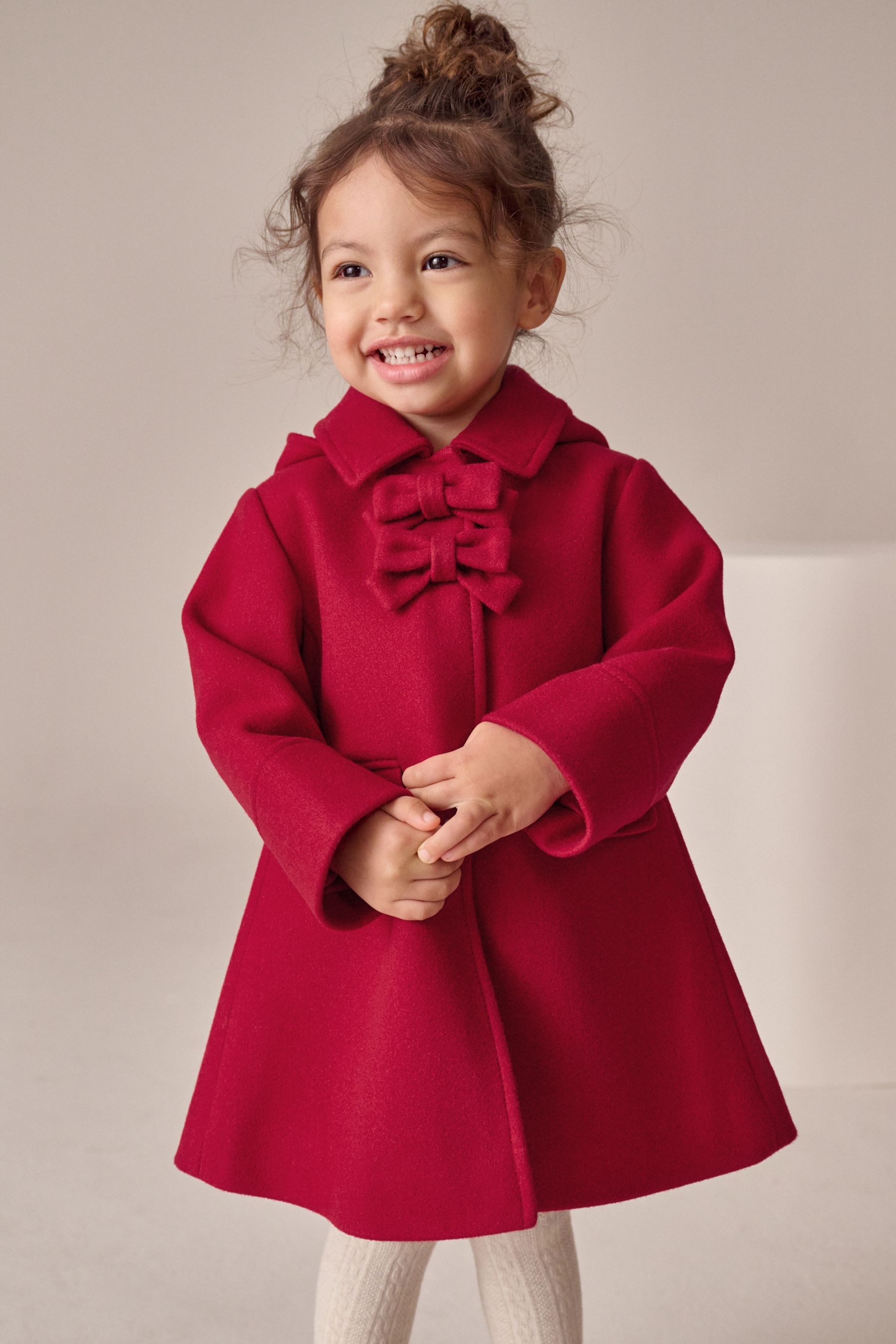 Next Kurzjacke Kapuzenmantel mit Wollanteil und Schleifendetail (1-St)