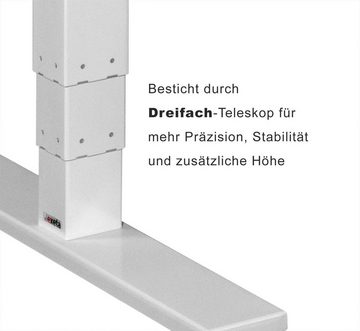 exeta Eckschreibtisch exeta ergoECK höhenverstellbarer Schreibtisch elektrisch Dreieck LForm (Set, Set), Breite 140 bis 200 cm, Tiefe 106 bis 160 cm, Höhe 64,5 bis 129,5 cm