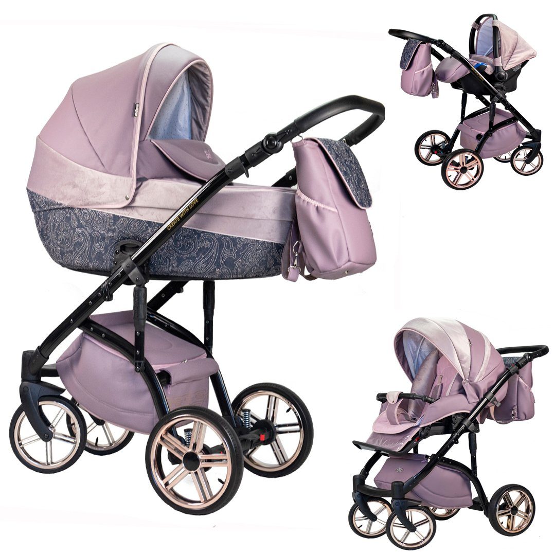 - Teile Lux babies-on-wheels in - Kinderwagen-Set in Farben 12 Kombi-Kinderwagen Rosa-Lila-Dekor 3 1 Vip 16