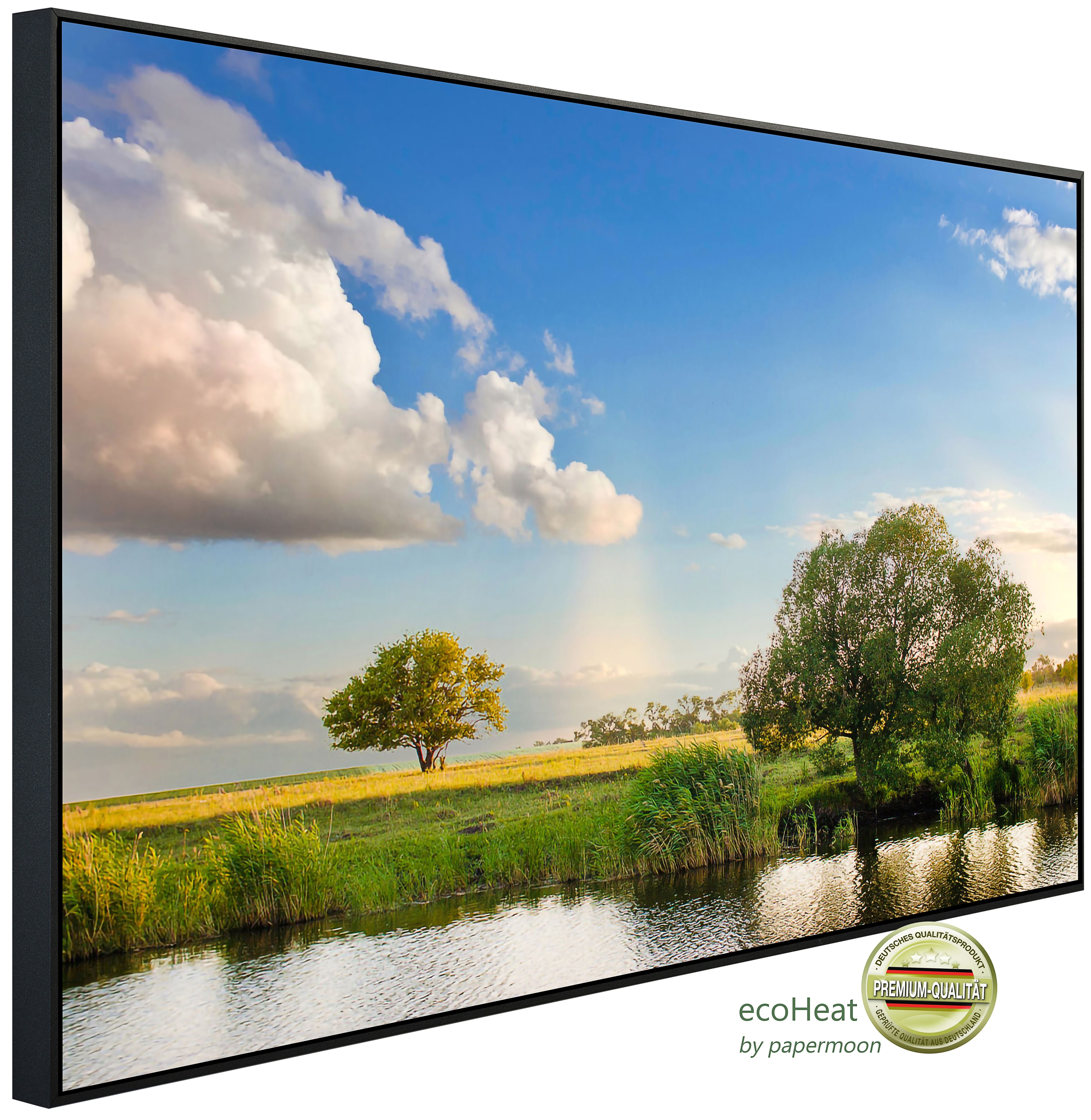 Papermoon Infrarotheizung INFRAROT-BILD-HEIZUNG, Fluss bei Feldern, TÜV-Rheinland/GS zertifiziert, angenehme Strahlungswärme