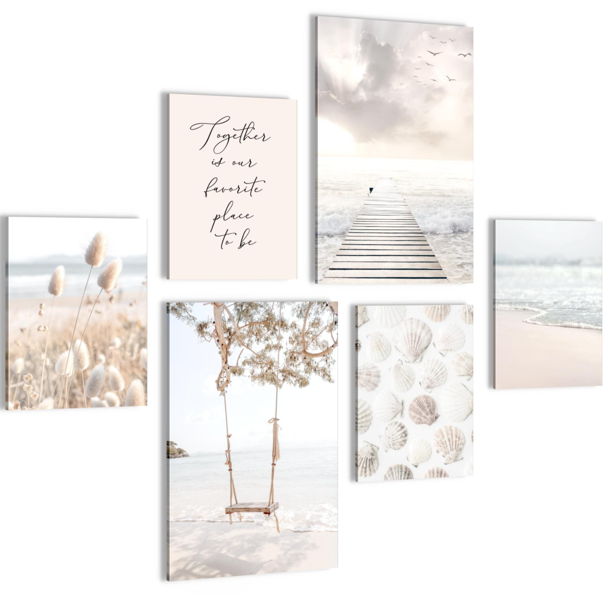 Novart Wandbild Natur Landschaft Beige KEIN EXTRA RAHMEN BENÖTIGT Modern Deko Bilder, Relax
