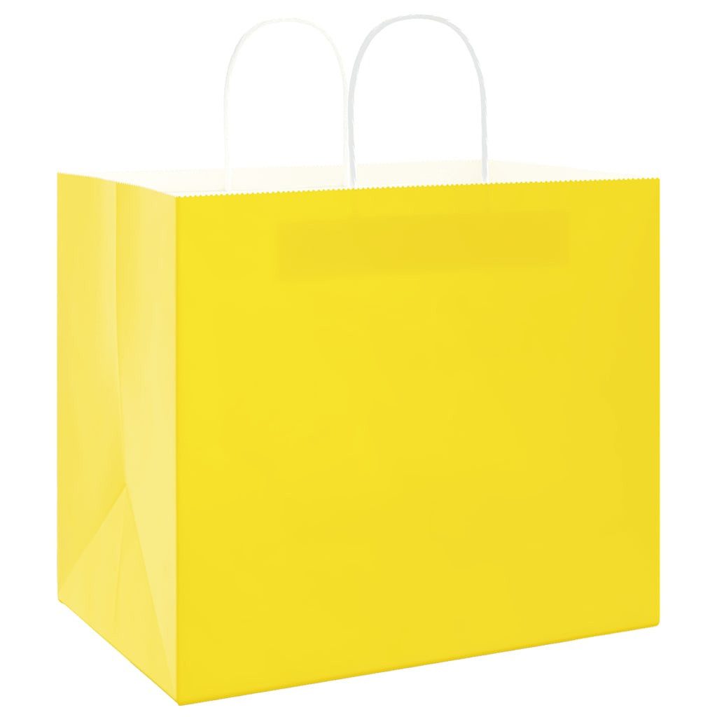 vidaXL Tragetasche, Papiertragetaschen 50 Stk. mit Henkeln Gelb 32x22x28 cm