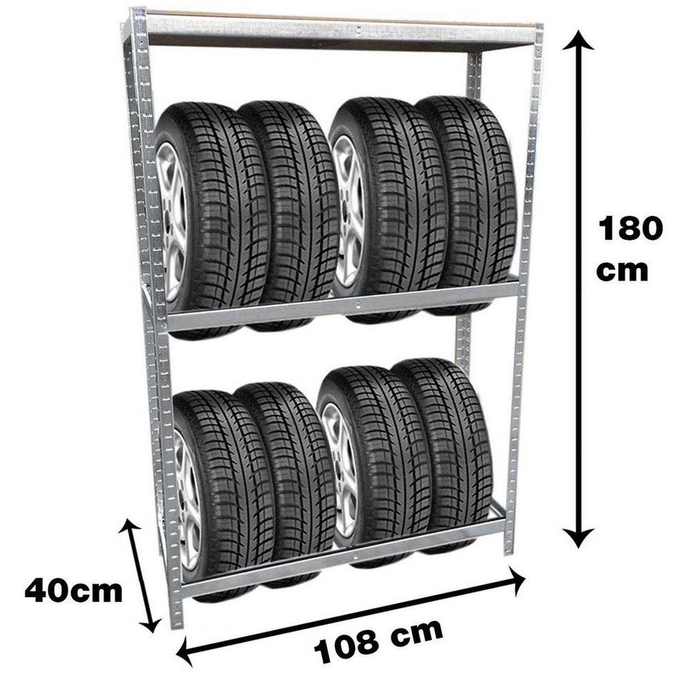 Grafner Schwerlastregal Reifen 1,80m Werkstattregal 795kg Traglast  Reifenregal für 8 Reifen, Stck, Für 8 Reifen