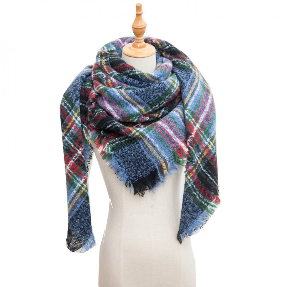 Invanter Schal New Style Schal mit großem karierten Dreieck für Herbst und Winter, Mit einer Geschenktüte