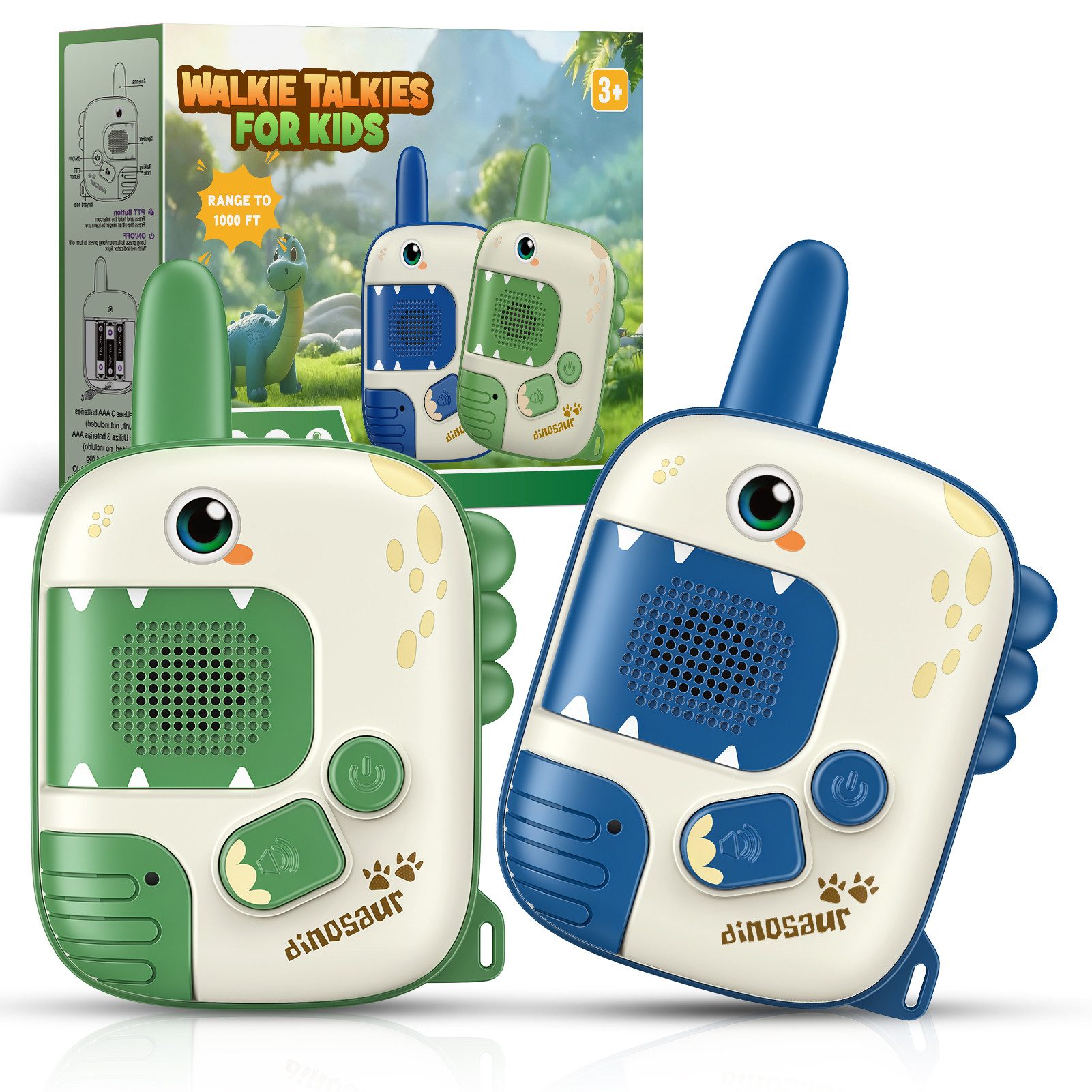Wootoy Walkie Talkie Funkgeräte Kinder Walkie Talkie Spielzeug klare Sprachübertragung, (mit Reichweite von bis zu ca. 300 m, 2-St., Kompaktes ergonomisches Design mit praktischen Trageschlaufen), Robustes Gehäuse für den täglichen Einsatz im Innen- und A