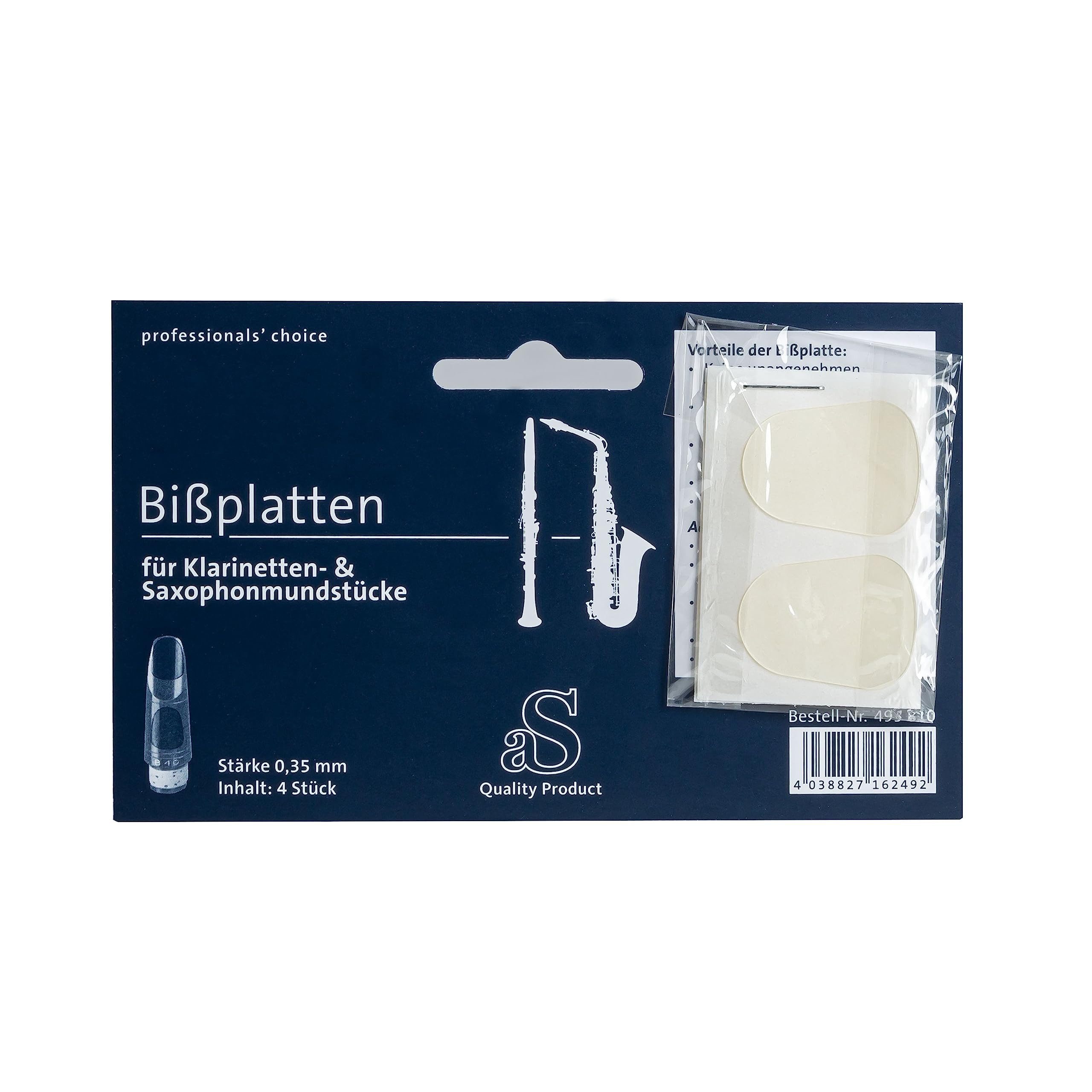 Arnolds & Sons Saxophonmundstück, (Mundstücke für Holzblasinstrumente, Bissgummis / Zahnschoner), Bissplatte transparent 0,35 mm - Mundstück für Holzblasinstrumente