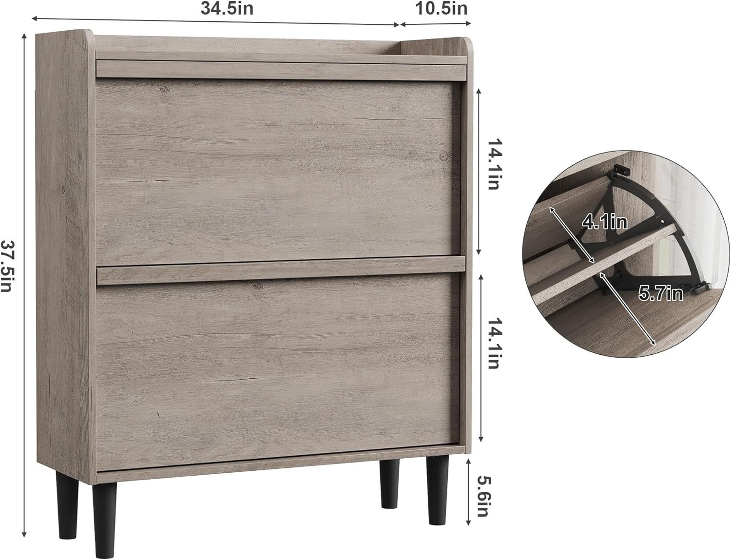 GarveeMore Schuhschrank aus Holz mit 2 Klappschubladen und verstellbarem Re günstig online kaufen