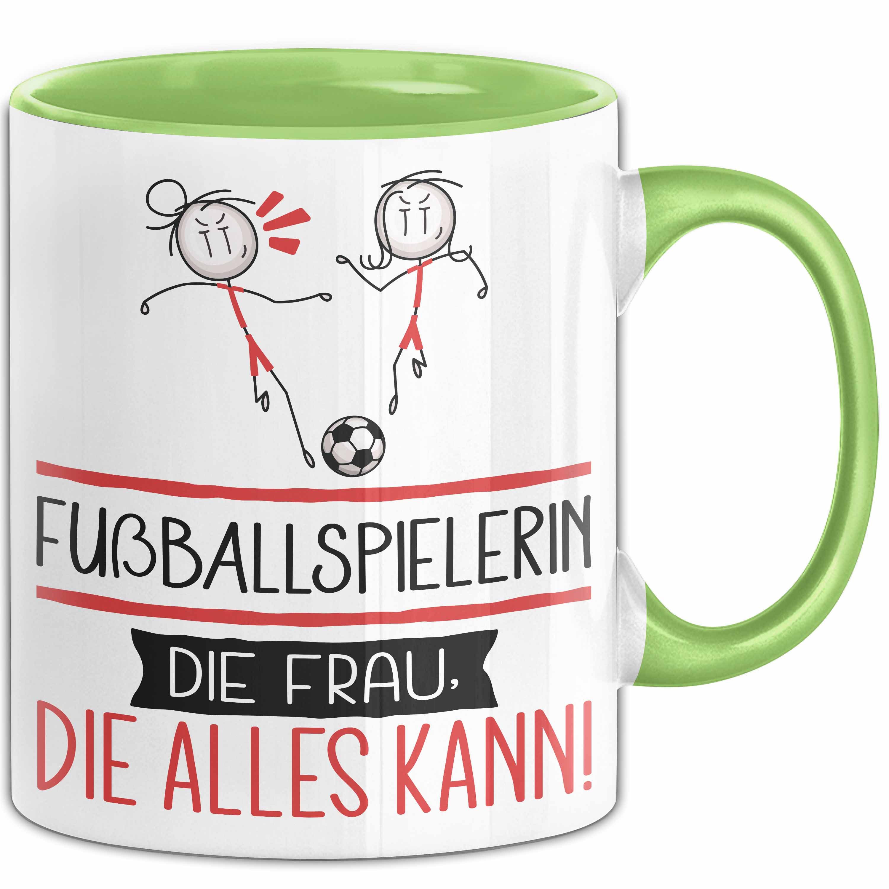 Trendation Tasse Fußballspielerin Geschenk Tasse Becher Die Frau Die Allen Kann Gesch
