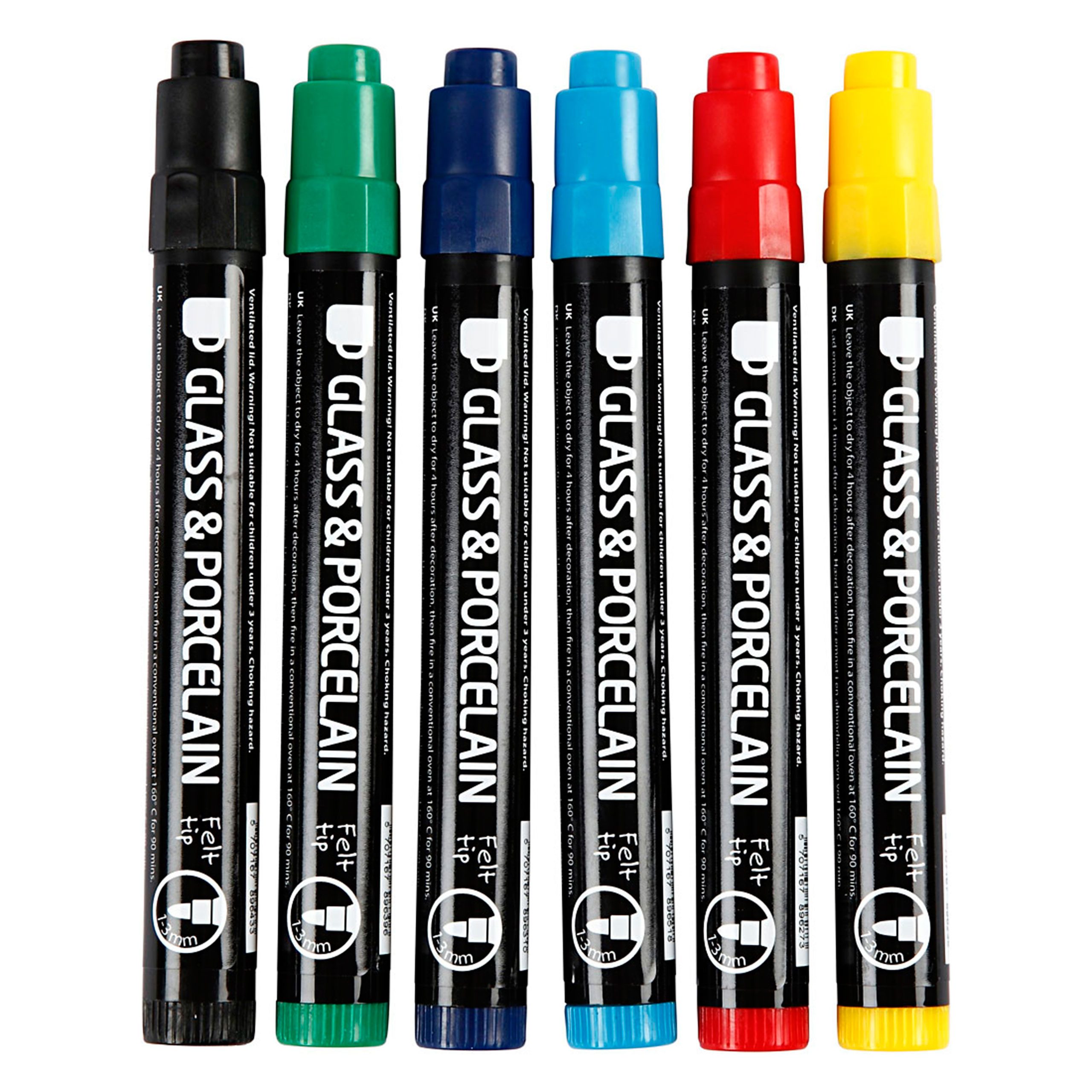 creativ company Bastelnaturmaterial Glas und Porzellan Marker Set 6 Stück mit Spitze 1 bis 3 mm, (0-tlg)