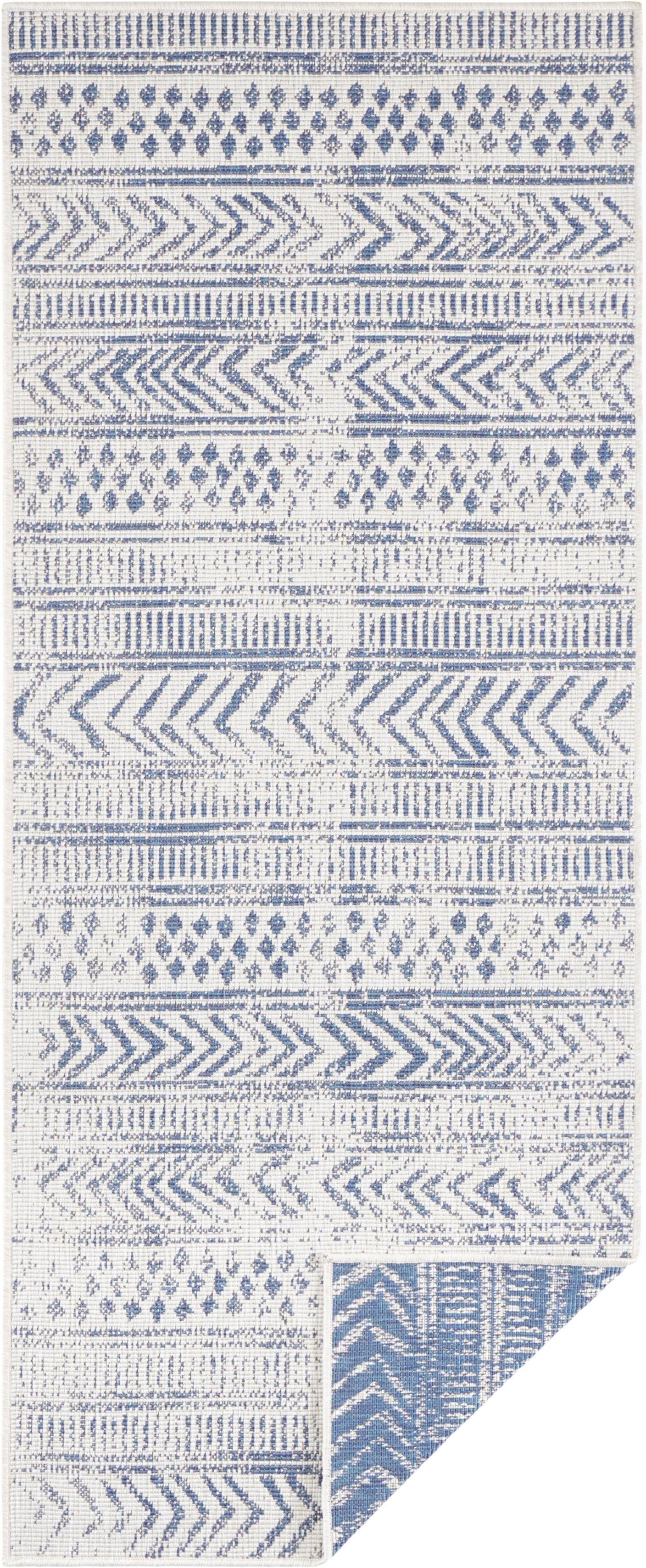 Boho creme/blau rechteckig, NORTHRUGS, BIRI, Wetterfest, In-& Wohnzimmer, mm, Outdoor, Balkon, 5 Wasserfest, Läufer Höhe: Garten,