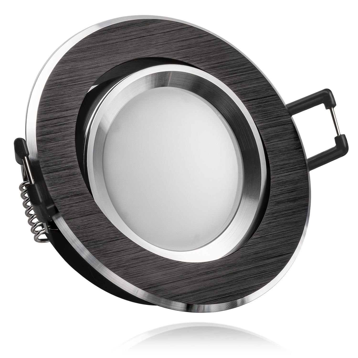 LEDANDO LED Einbaustrahler LED Einbaustrahler Set Bicolor (chrom / schwarz) mit LED GU5.3 / MR16