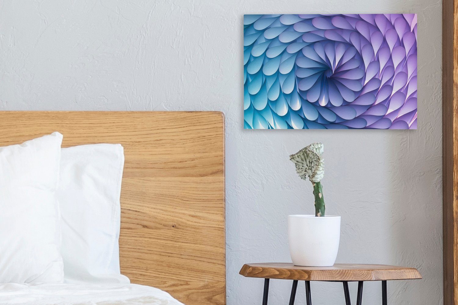OneMillionCanvasses® Leinwandbild Violette Geometrie in St), Spirale, einer Wanddeko, Wandbild cm 30x20 Aufhängefertig, Leinwandbilder, Form (1