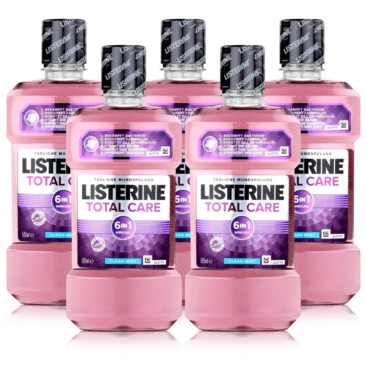 Listerine Mundspülung, Listerine Total Care 500ml - Erhält das Zahnfleisch gesund (5er Pack)