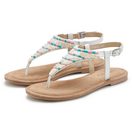 LASCANA Zehentrenner, Pantolette, Sandalette, Sommerschuh Sandale mit Schmucksteinchen und Lederanteil