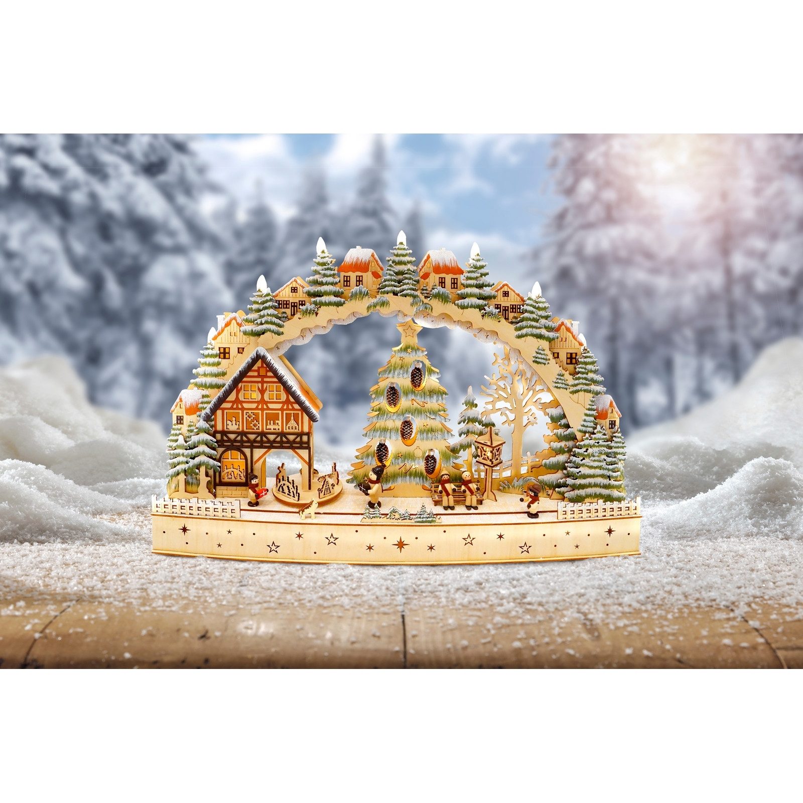 HTI-Living Schwibbogen LED Schwibbogen Winterdorf mit Zapfen (1-tlg), Licht günstig online kaufen