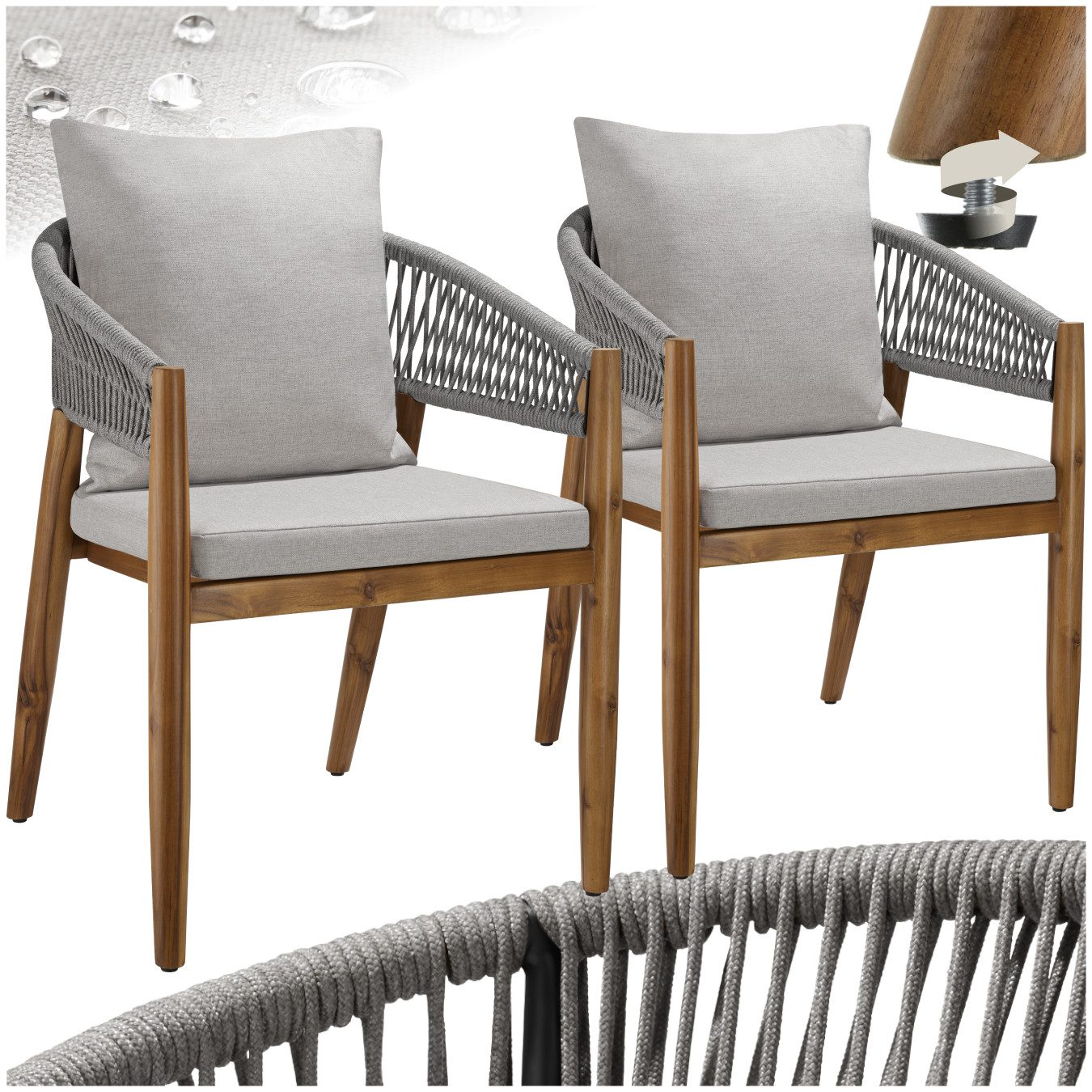 tectake Gartenstuhl Manacor (Set, 2 St), günstig online kaufen