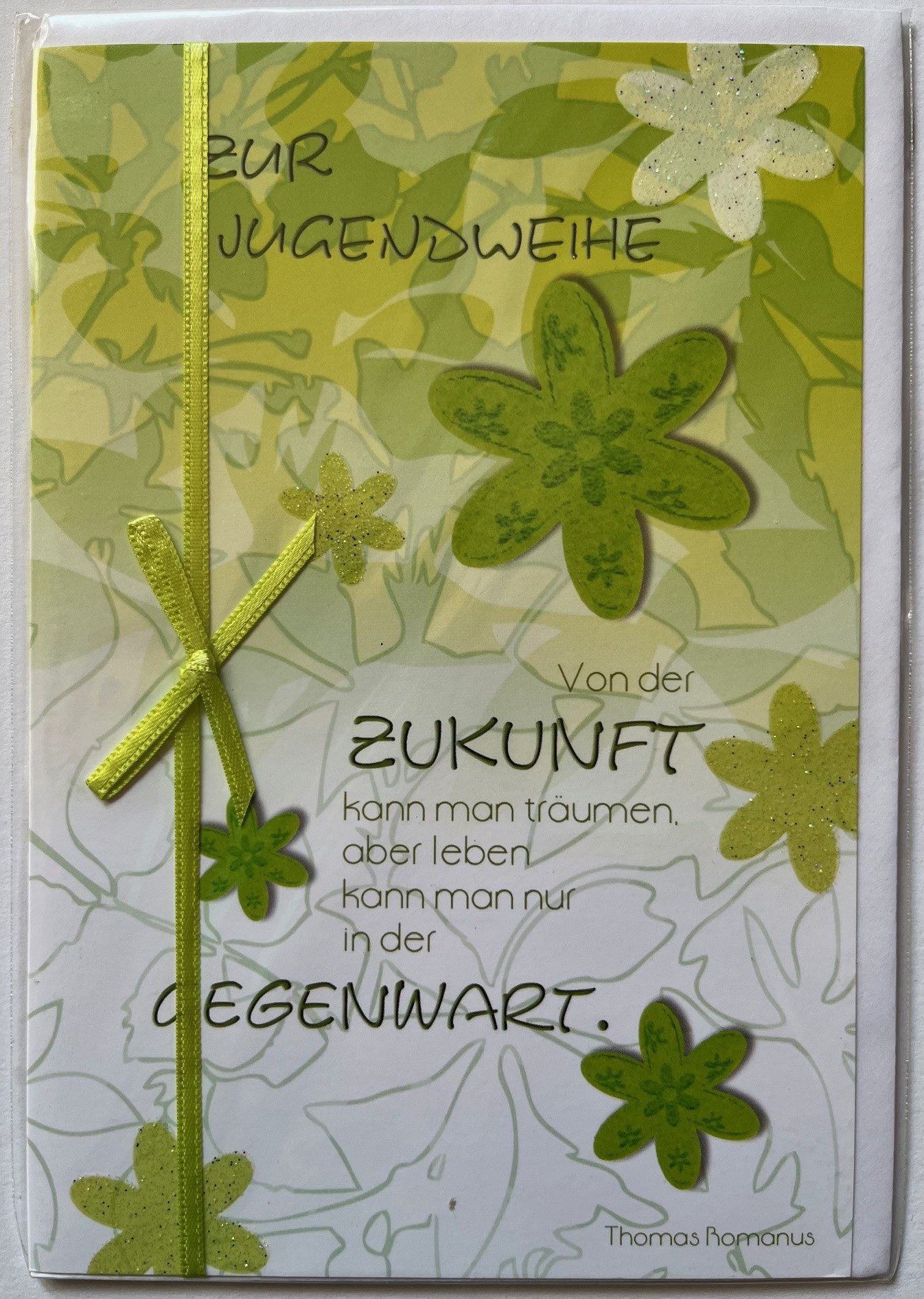 Grußkarten Jugendweihe - Karte mit Briefumschlag - Blumen - Von der Zukunft