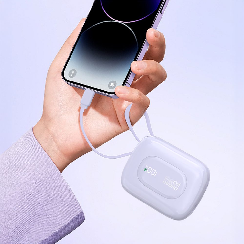 Dudao Taschenakku Schnelllader Powerbank 10000 mAh (1 St), 22,5W PD-Laden, USB-C & Lightning Kabel integriert