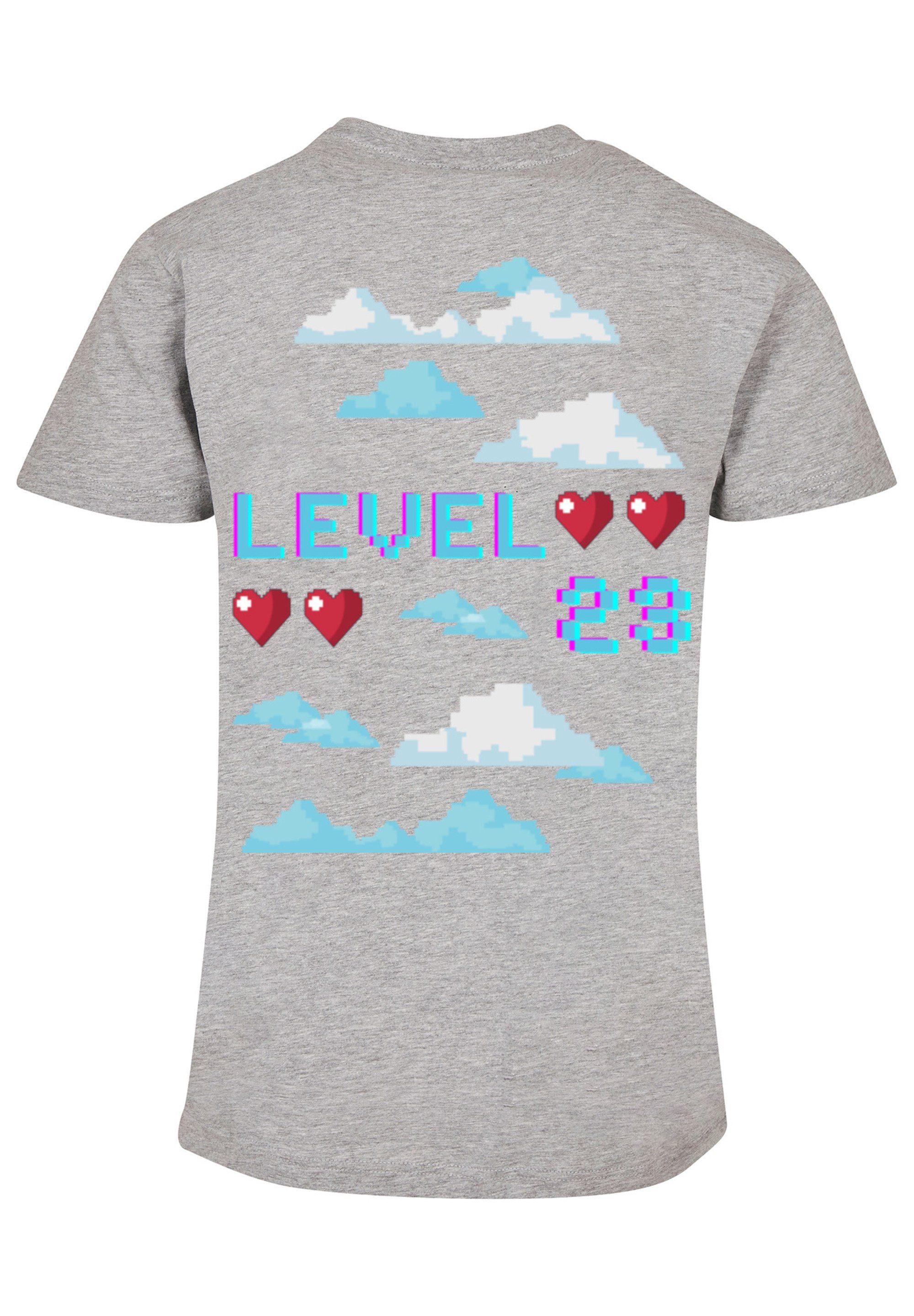 23 Print Year Level New Up Happy T-Shirt heather Front grey F4NT4STIC