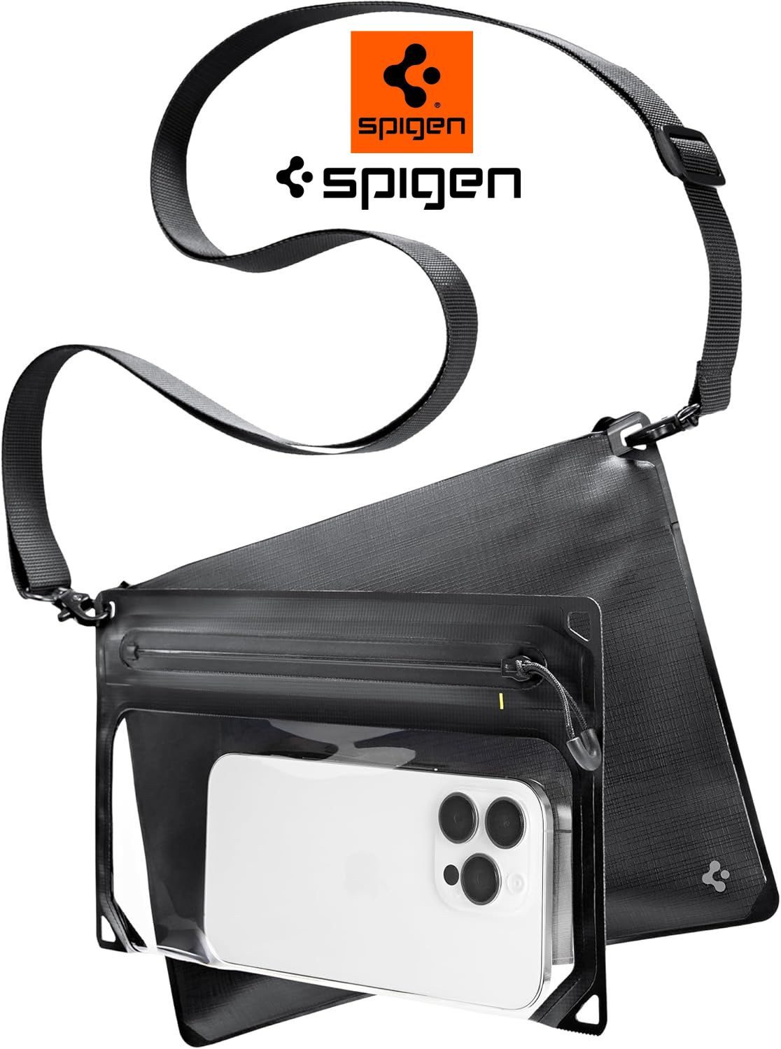 Spigen Handyhülle Wasserdichte Tasche Crossbag Handyhülle IPX8 Wasserfeste Umhängetasche Universell bis 7, Touch-kompatibel, IPX8 wasserdicht, Verstellbarer Gurt