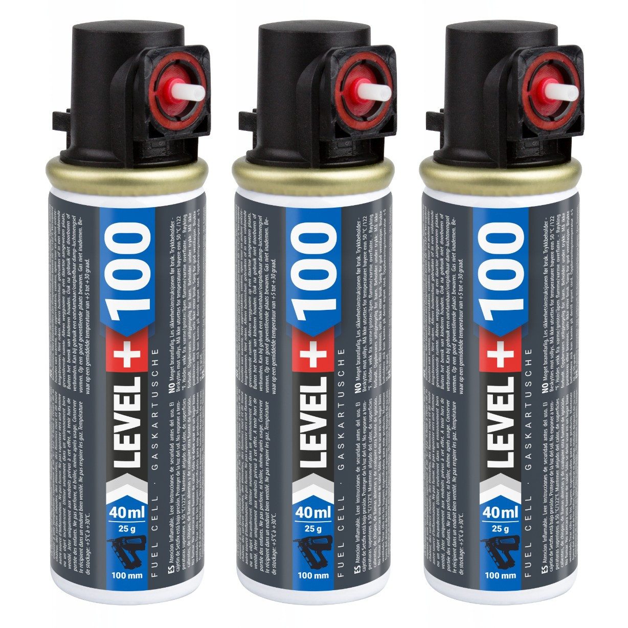 Level+ Gaskartusche Gaskartusche 100mm 40ml Ersatzgas für Nagler L+100 3St.