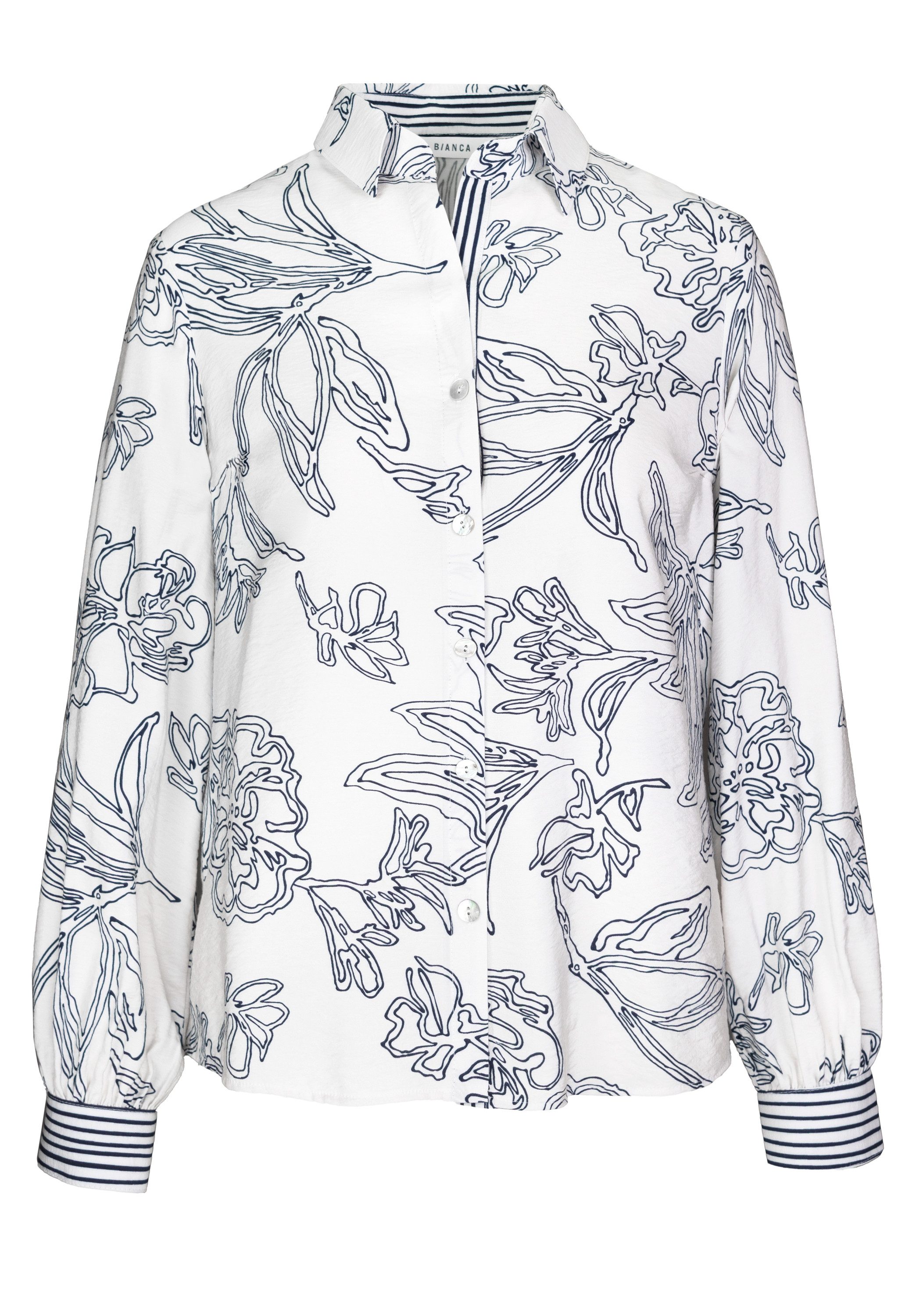 bianca Hemdbluse ADINA mit linearem Blumen-Dessin günstig online kaufen