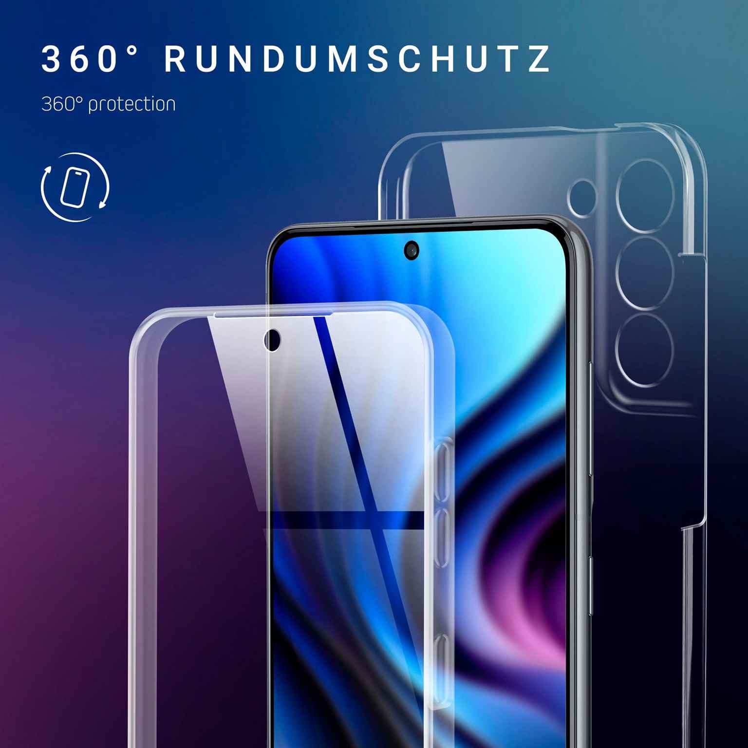 ONEFLOW Handyhülle für Samsung Galaxy S21 FE 5G Hülle Komplett Schutz Touch Case 6,4 Zoll, 360 Grad Schutzhülle Transparent Rundumschutz Durchsichtig Beidseitig