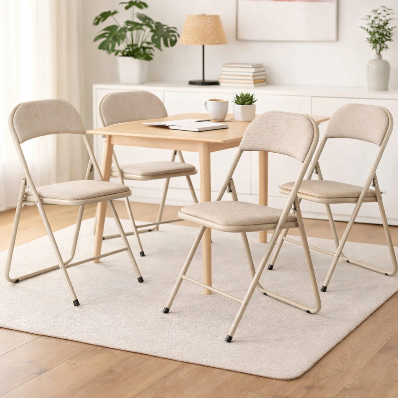 Koopman Klappstuhl Faltstuhl Gästestuhl Besucherstuhl 79x43x47cm Beige 4er günstig online kaufen