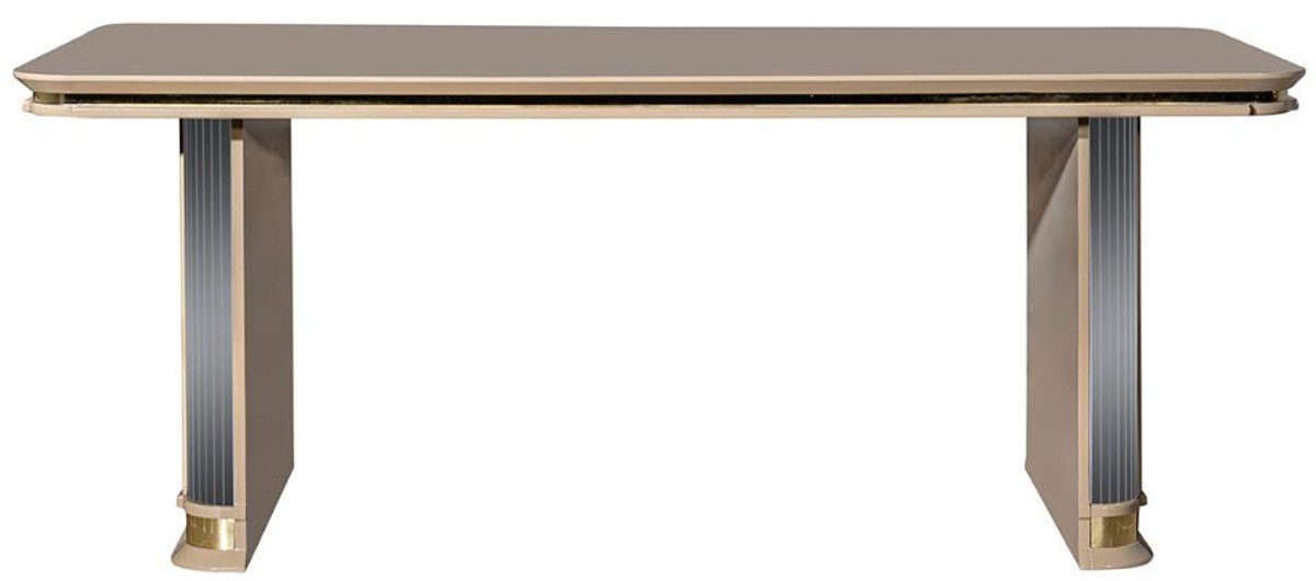 Küchentisch Esszimmer - Gold Beige Art Esstisch - Art Massivholz Padrino Deco / Casa Esstisch Luxus Edler Deco Möbel