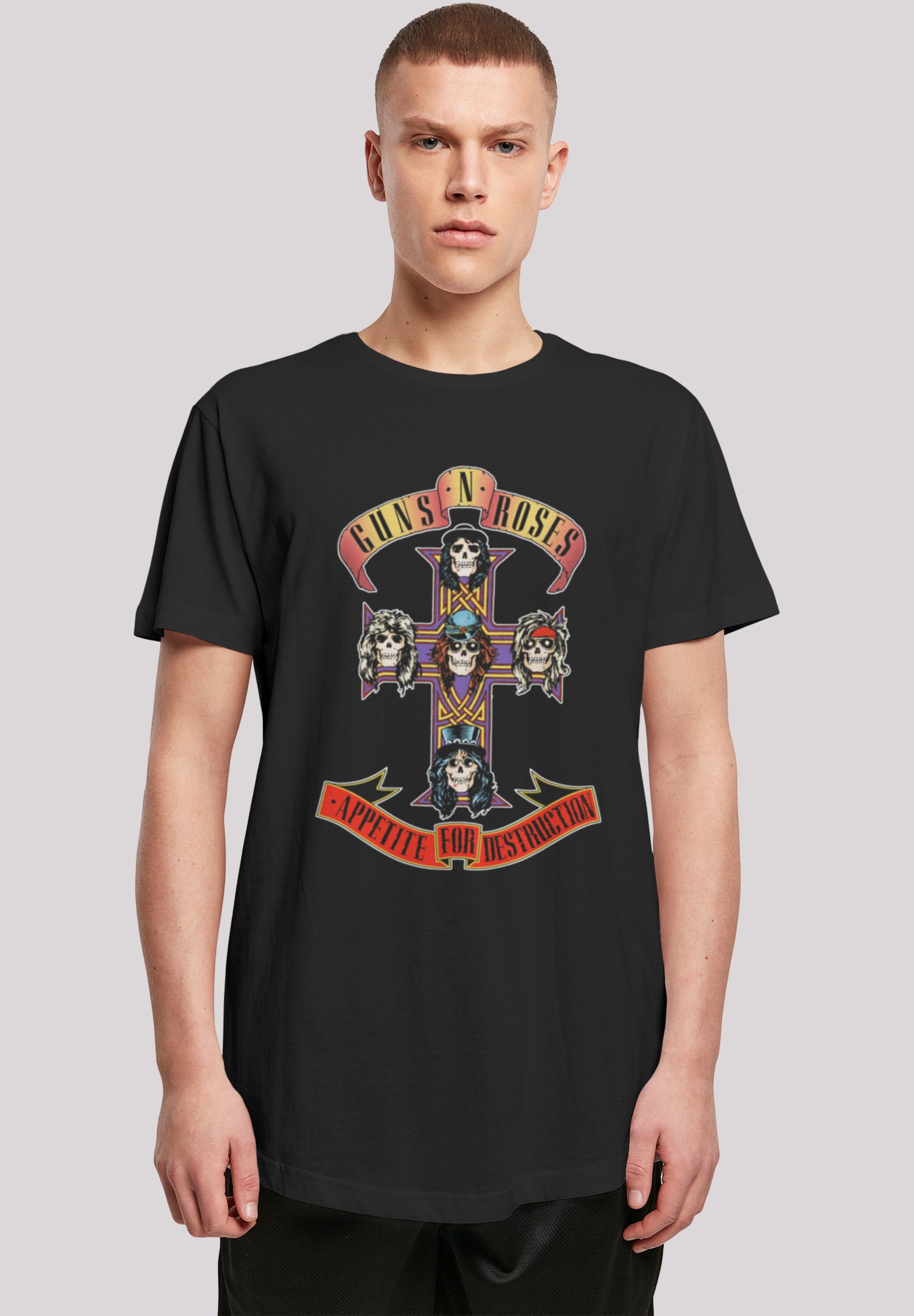 F4NT4STIC T-Shirt Guns 'n' For schwarz Destruction Band Print Appetite Roses