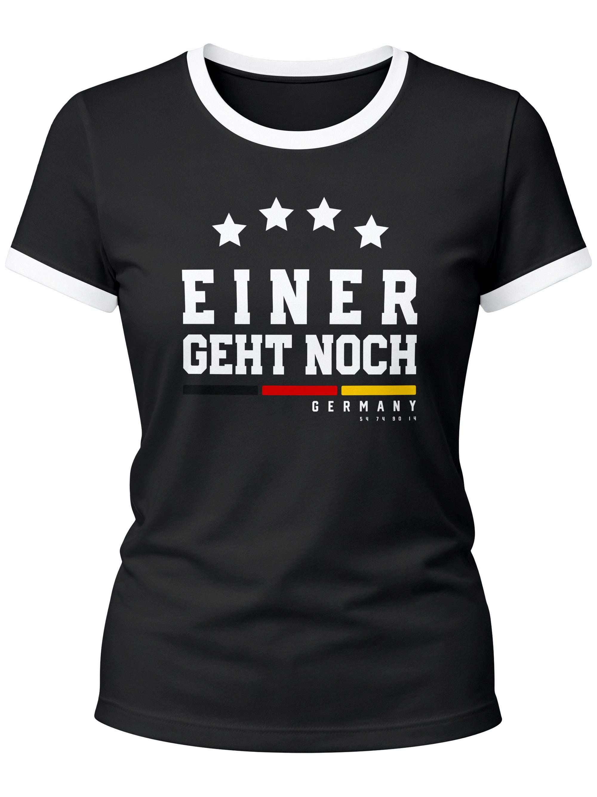 MoonWorks Print-Shirt Damen Fan-Shirt Deutschland Einer geht geht noch vier Sterne Fußball mit Print